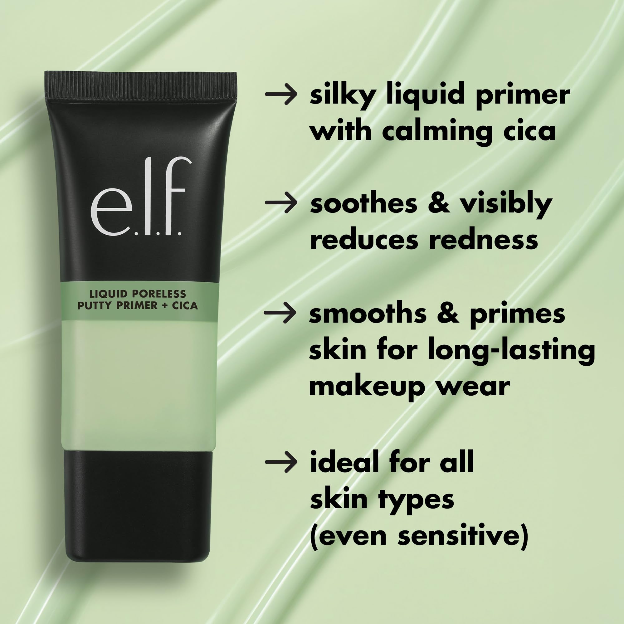 e.l.f. Liquid Poreless Putty Primer + Cica, Face Primer For Gripping Makeup, Visibly Reducing Redness & Soothing Skin, Vegan & Cruelty-Free