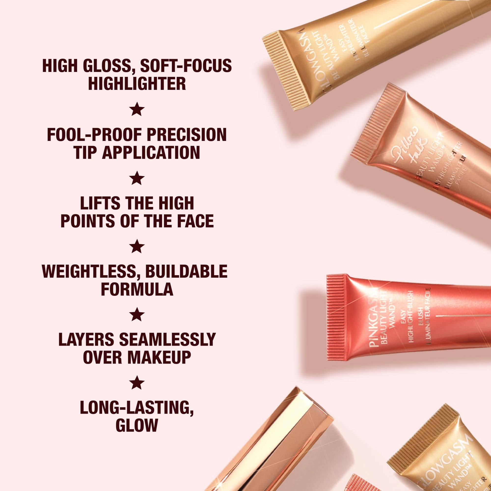 Charlotte Tilbury Beauty Light Wand Liquid Highlighter Makeup - Soft-Focus Highlighter & Blush for Cheeks - Pearlescent, Weightless Radiant Finish - Spotlight