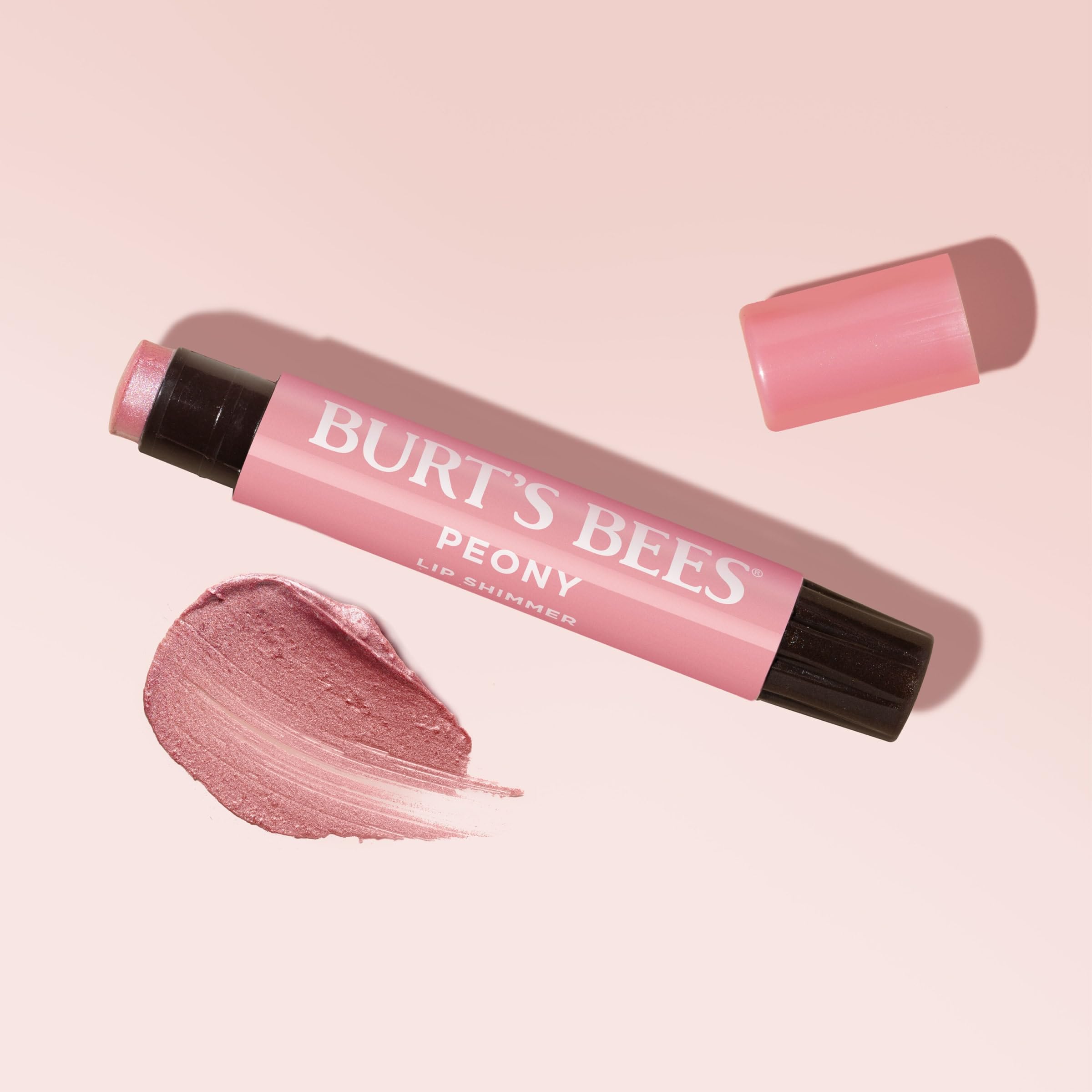 Burt's Bees Shimmer Lip Tint Set, Mothers Day Gifts, Tinted Lip Balm Stick, Moisturizing for All Day Hydration with Natural Origin Glowy Pigmented Finish & Buildable Color, Peony (4-Pack)