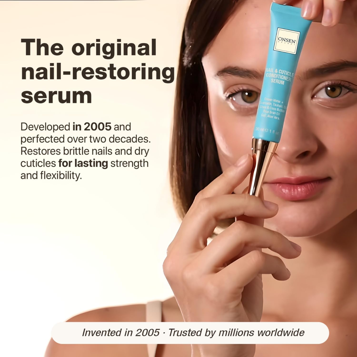 Onsen Nail & Cuticle Cream Treatment w/Japanese Tsubaki, Jojoba & Lavender Oil, Shea Butter – Strengthens Nails, Softens Cuticles - Daily Repair Care (1 Count/30 ml)