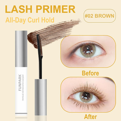 Brown Mascara Primer for Fine Short Lash & Older Women, Lengthening | Comb Brush Separates Each Lash No Clumps Lightweight Quick-Dry Formula, Waterproof, Lower Bottom Lashes Mascara