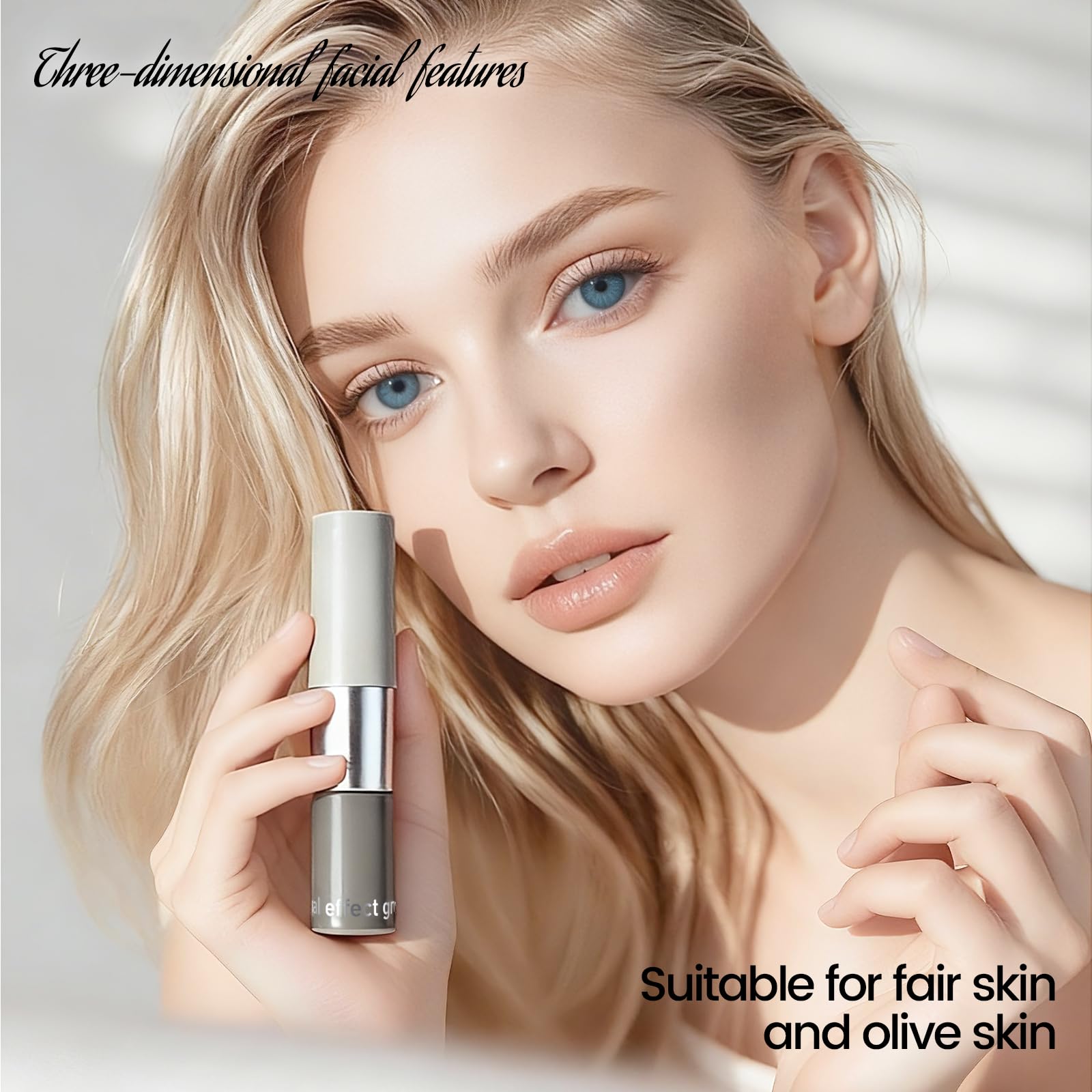 Noerrors Dual-Ended Cool Toned Cream Contour Stick, Liquid for Fair Pale Light Skin, Waterproof & Long Lasting Lightweight Blendable Easy Application, Matte Finish Grey Contour Face Makeup for Women