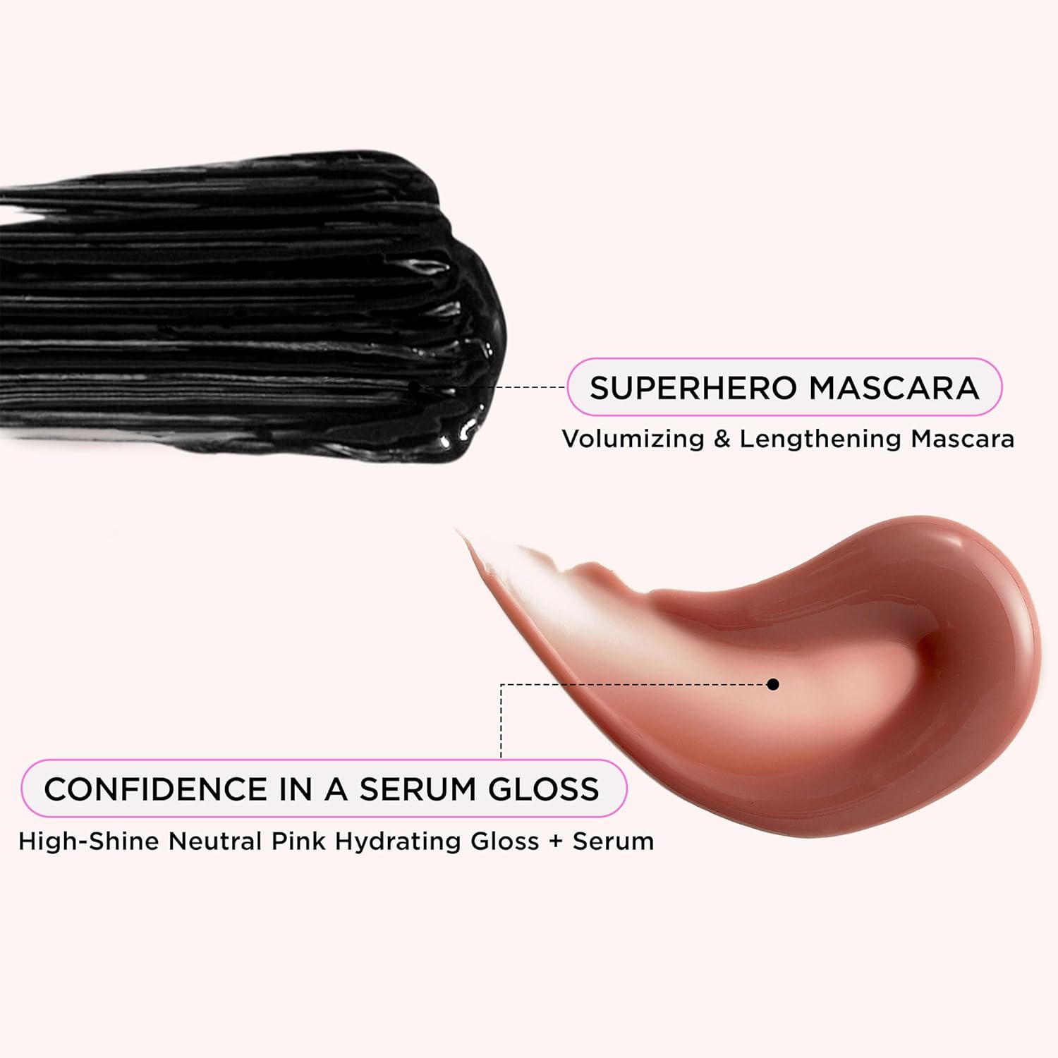 IT Cosmetics Unwrap Effortless Color Mascara & Lip Gloss Makeup Set, 2-Pc Holiday Giftset for Her - Confidence in a Serum Hydrating Lipgloss (Full Size) & Superhero Volumizing & Lengthening Mascara