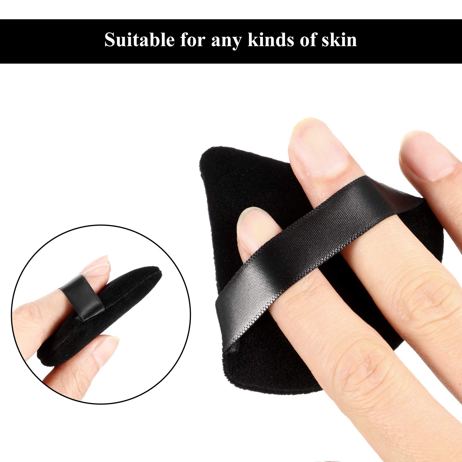 Maitys 12 Pcs Powder Puff Triangle for Face Makeup Cosmetic Loose Powder Puff Velour Soft Body Washable Reusable Foundation Sponge Wet Dry Makeup Tool for Women(Small,Black)