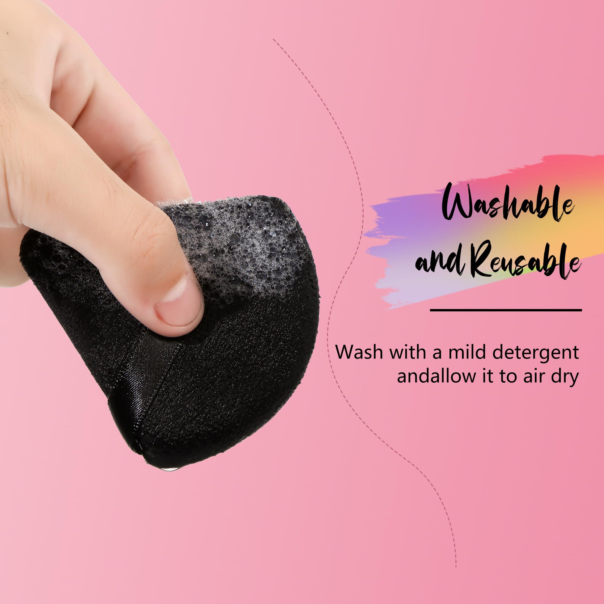 Scaups 24Pcs Black and Pink Powder Puff, Triangle Powder Puffs, Powder Puffs for Makeup and Cosmetic Foundation