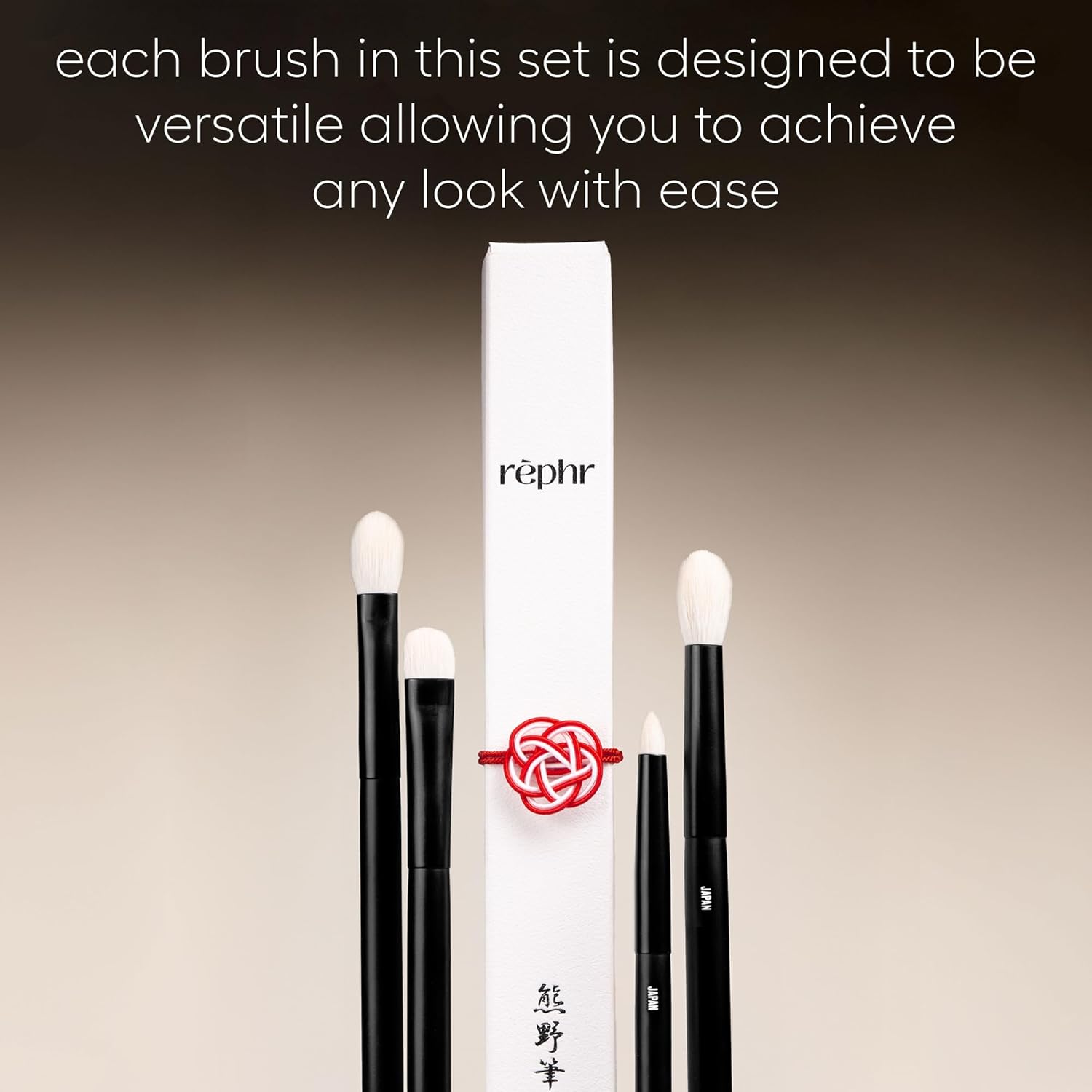 rephr The Core Eye Set – 4 Natural Goat Hair Makeup Brushes for Blending, Shading, Detail & Crease, Handmade in Kumano, Japan