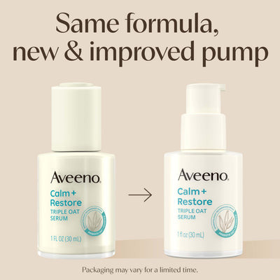 Aveeno Calm + Restore Triple Oat Hydrating Face Serum for Sensitive Skin, Gentle Lightweight Hydrating Serum for Face Instantly Smooths Skin, Non-Comedogenic, Hypoallergenic, Fragrance-Free