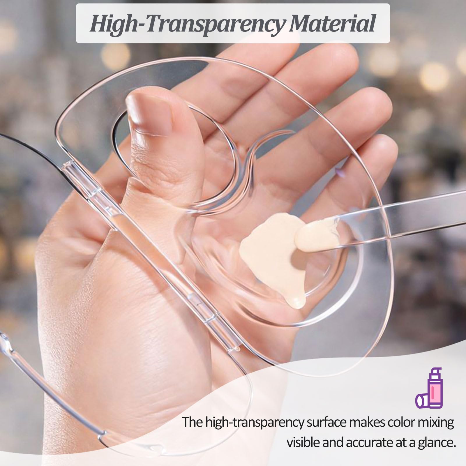 2 PCS Transparent Acrylic Makeup Mixing Palette with Sealed Storage – Liquid Foundation Holder, Nail & Pigment Blending Board