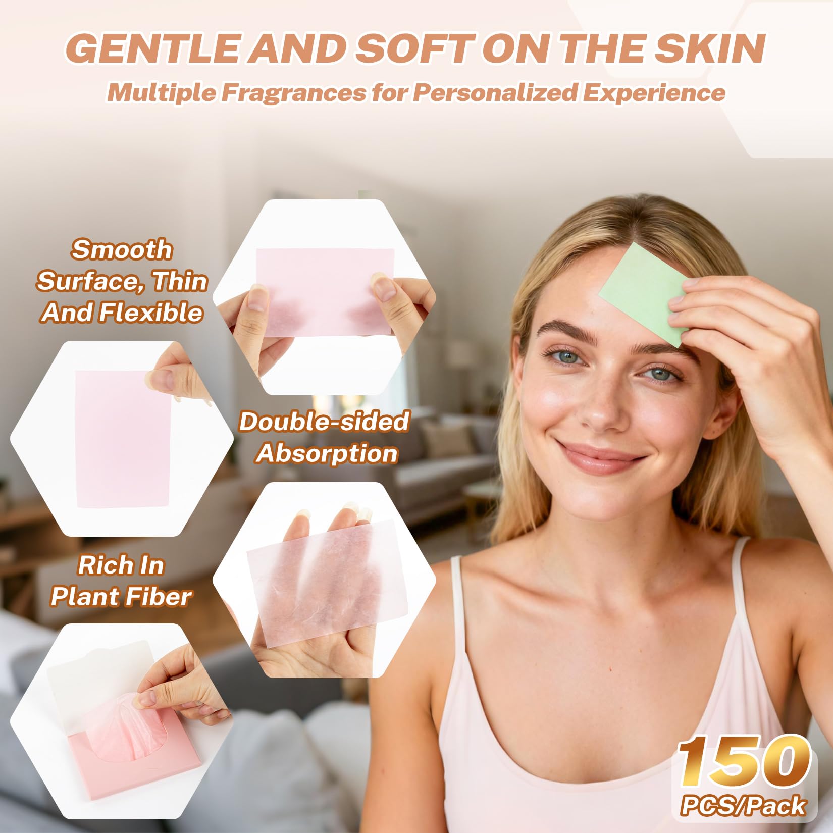 5 Packs Oil Blotting Sheets for Face - MAQIHAN 5 Scents,750 Counts Oil Absorbing Sheets Blotting Paper for Oily Control Skin Paper Face Oil Sheets Premium Bamboo Charcoal Blotter Paper for Women