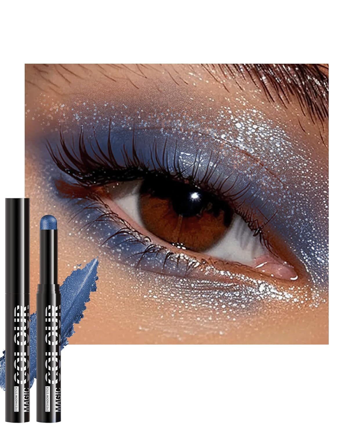 Waterproof Cream Eyeshadow Stick, Purple Shimmer Highly Pigmented Long-lasting Eye Shadow Pencil, Metallic Blendable Eyeshadow Brightener Applicator Stick, Hypoallergenic Women Eye Highlight Makeup-23