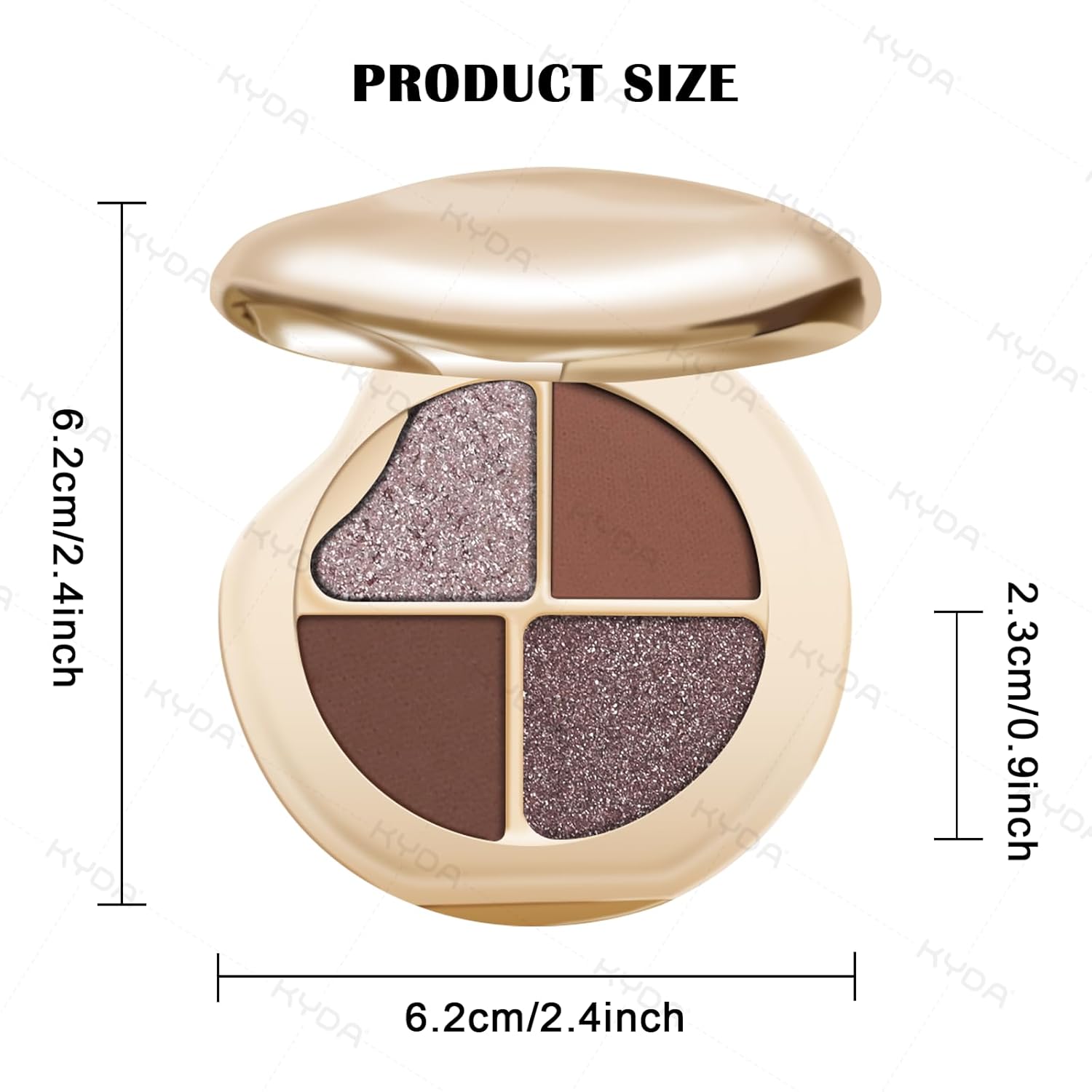 KYDA 4 Colors Eyeshadow Palette, Neutral Eyeshadow, High Pigmented Eyes and Cheeks Palette for Women, Pearl Metallic Glitter Mini Makeup, Lasting Blendable Smokey Eyes Shadow, Champagne