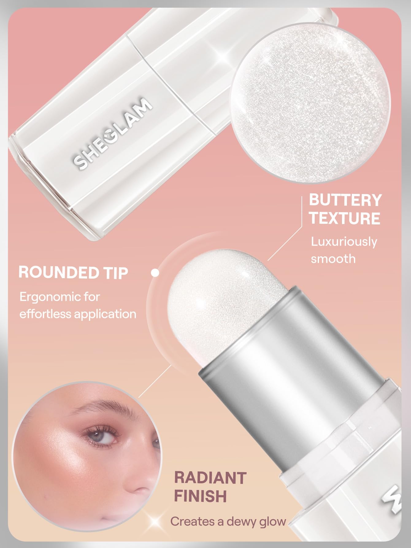 SHEGLAM Buttery Bling Highlighter stick Cream Milk Makeup for Face-Gold Rings