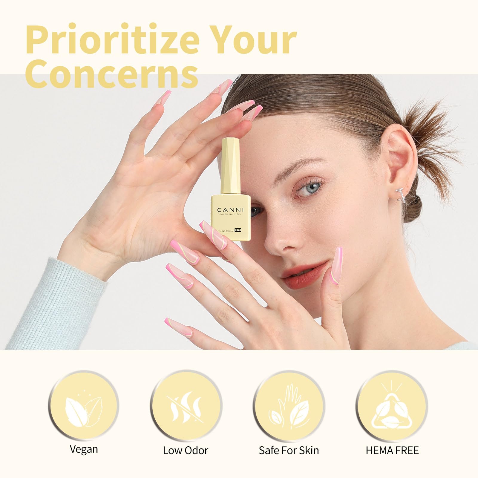 CANNI Pastel Yellow Gel Nail Polish, 1Pcs Pale Light Yellow Gel Polish Butter Neon Color High Gloss Soak Off U V Nail Manicure Salon DIY