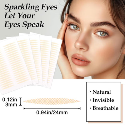 400 Pcs Double Eyelid Tape, Invisible Eye Lid Tape for Hooded Eyes, Long-Lasting Hooded Eyelid Lifter Strips, Eye Tape for Hooded Eyes, Uneven, Droopy, Mono-Eyelids