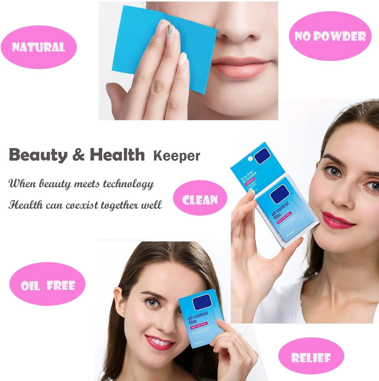 2 Packs Oil Blotting Papers for Face (120 Sheets) - Oil Absorbing Blotting Sheets for Oily Skin, Makeup-Friendly & Portable Oil Wipes
