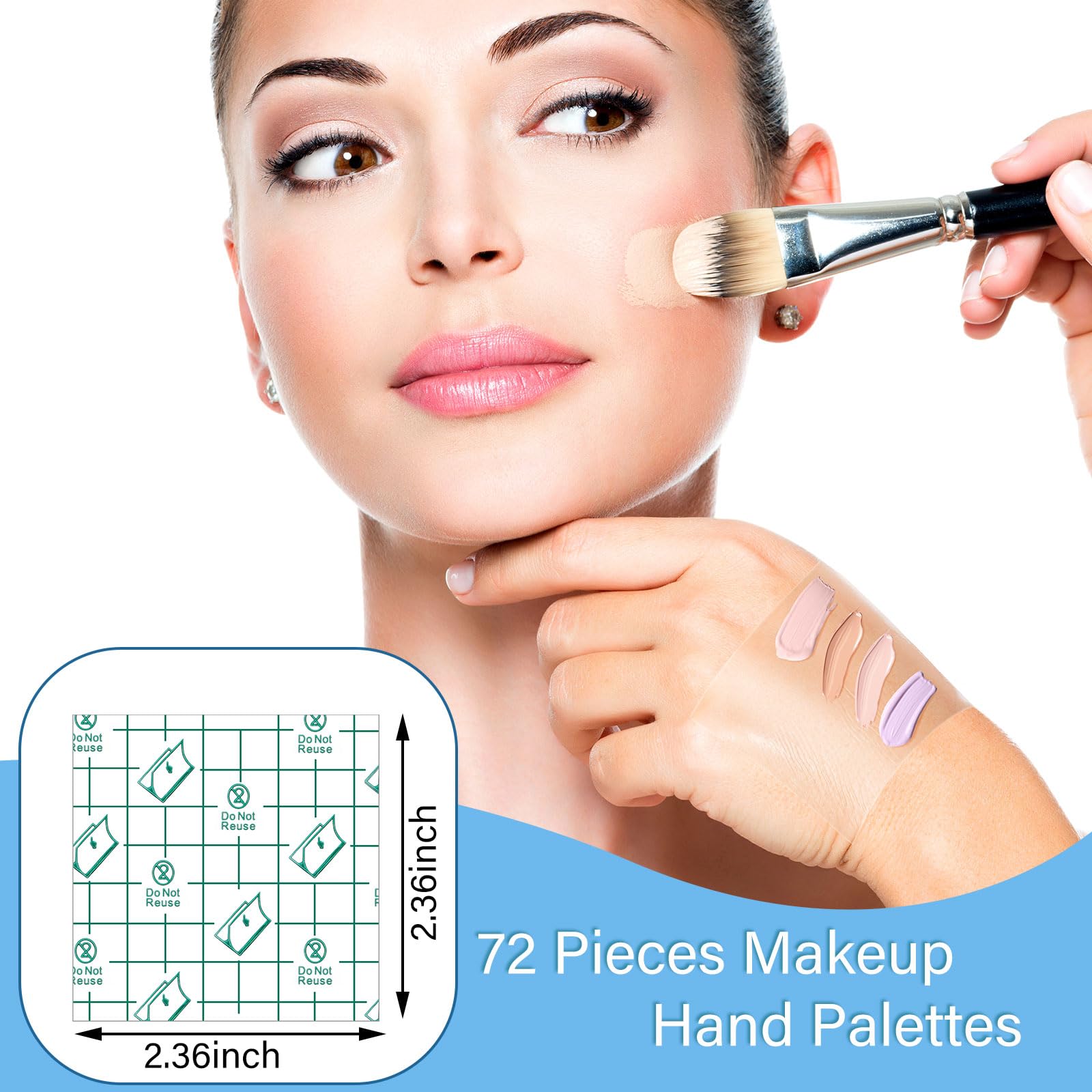 Linyuthia 200 Pieces Makeup Hand Palette Single Use Waterproof Makeup Mixing Palette Disposable Foundation Mixing Tray Adhesive Artist Cosmetic Tape for Women(2.36 x 2.36 Inch)