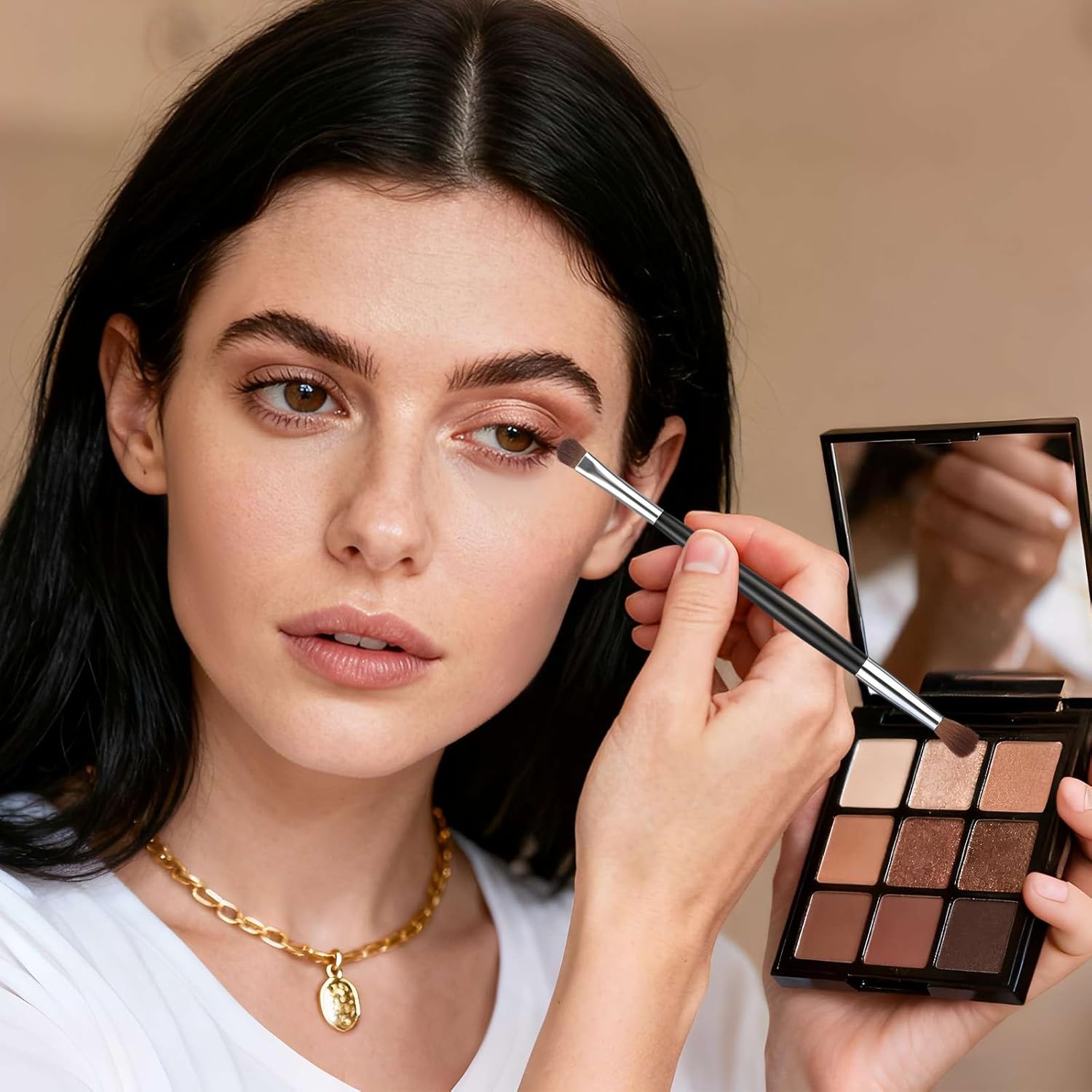 4Pcs Eyeshadow Brushes 2 in 1 Double Ended Eyeliner Smudge Brush Professional Eyeshadow Blending Brush for Concealer Eyebrows Eyeliner