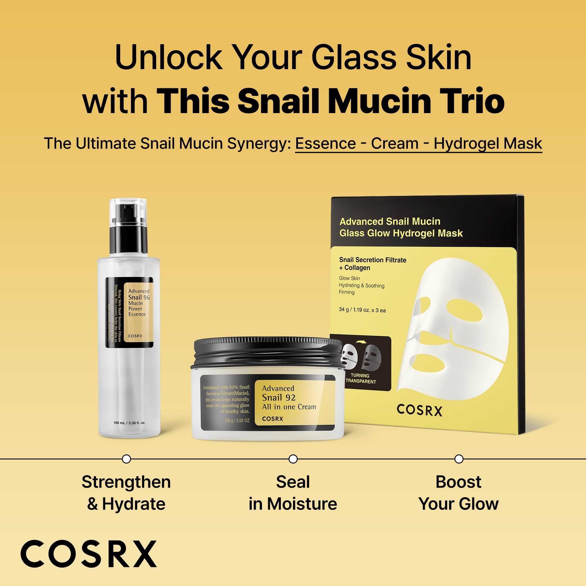COSRX Snail Mucin 96% Repairing Serum, Hydrating Serum for Face with Snail Secretion Filtrate for Dull Skin & Fine Lines, 100ml, Korean Skin Care
