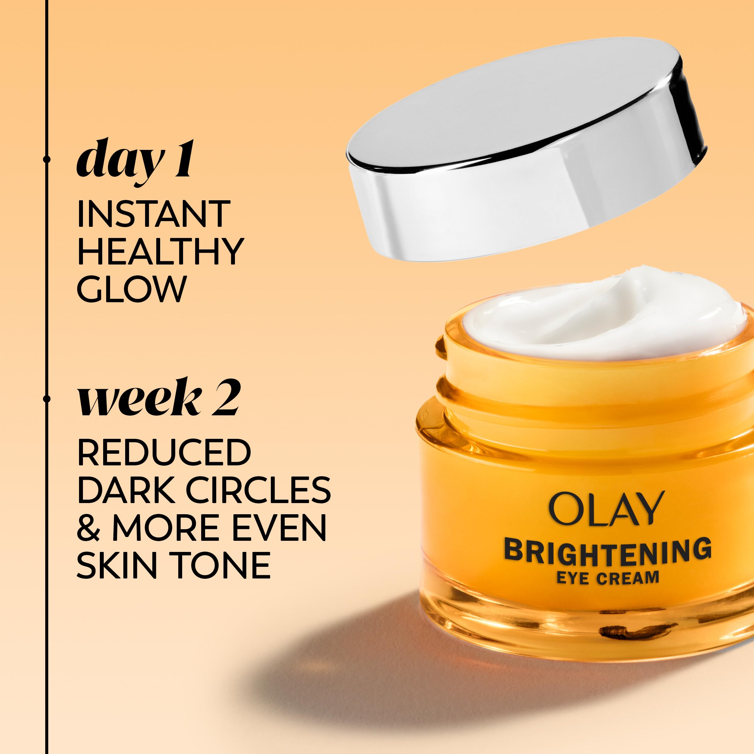 Olay Brightening Eye Cream with Vitamin C, Fragrance-Free Hydrating Under Eye Cream for Dark Circles and Dull Skin, Lightweight Eye Cream with Peptides and Vitamin B3, 0.5 oz