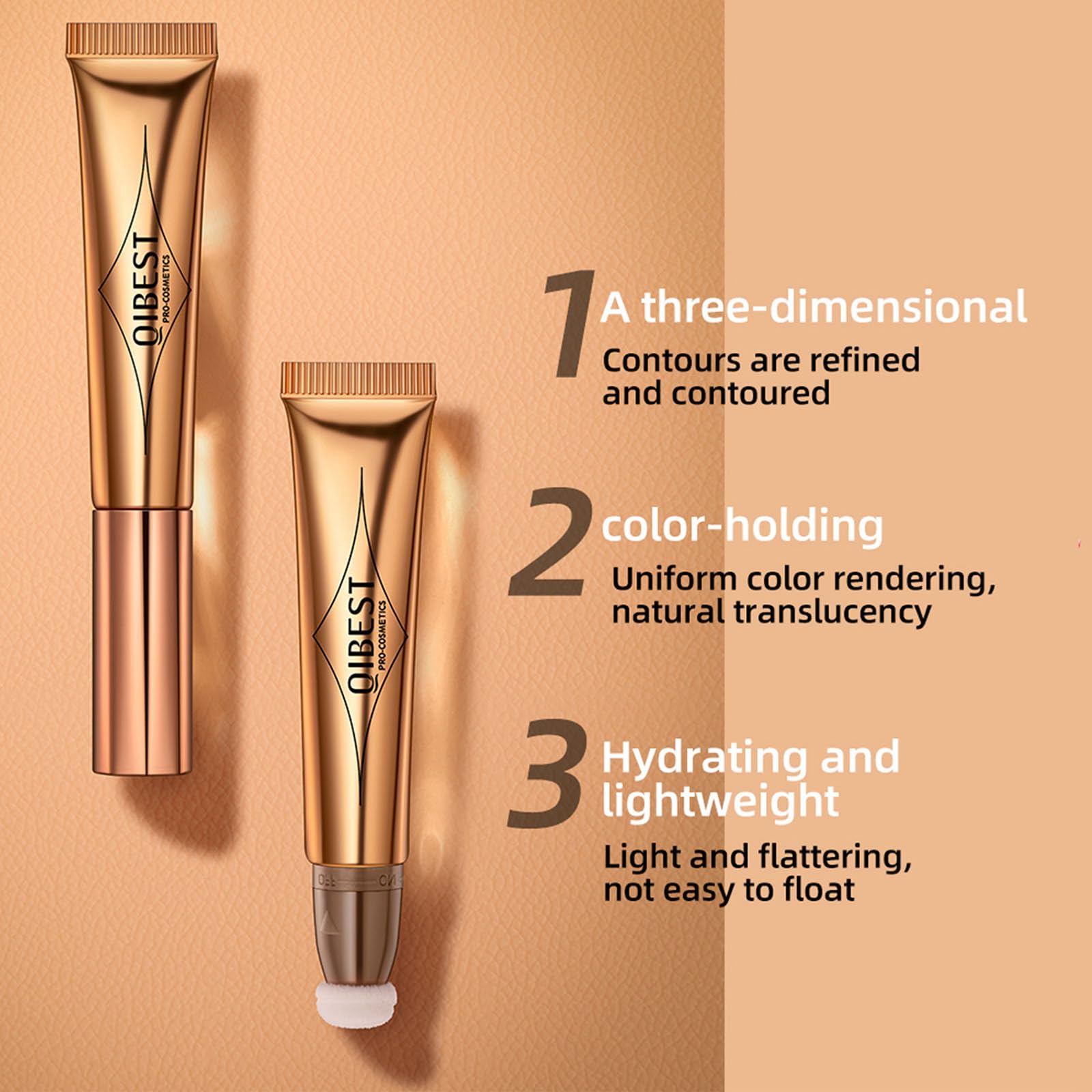 4PCS Contour Stick With Cushion Applicator,Liquid Wand,Cream Smooth,Bronzer Stick Lightweight for Face