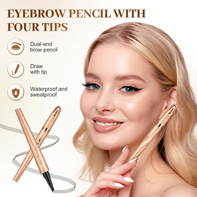 2025 New Microblading Eyebrow Pen, Waterproof Eyebrow Pencil, Eye Brow Pen with 4 Tip, Natural Magic Eyebrow Makeup Fine Stroke Contouring Pencil Long-Lasting Stay on All Day (Light brown)