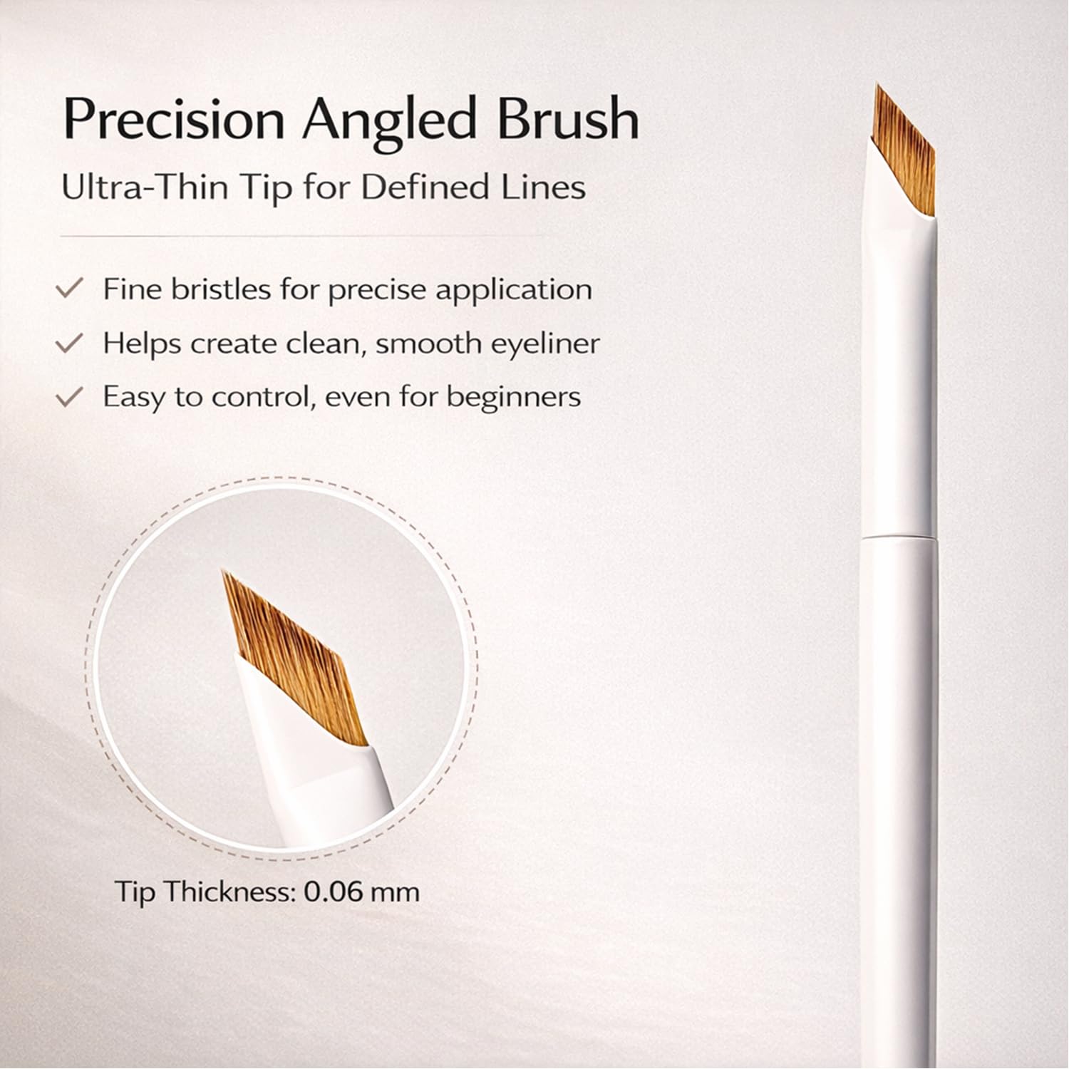 2 Pack Blade Eyeliner Brush Set, Ultra Thin Precision Angled Eyebrow Brushes with Synthetic Nylon Bristles,White