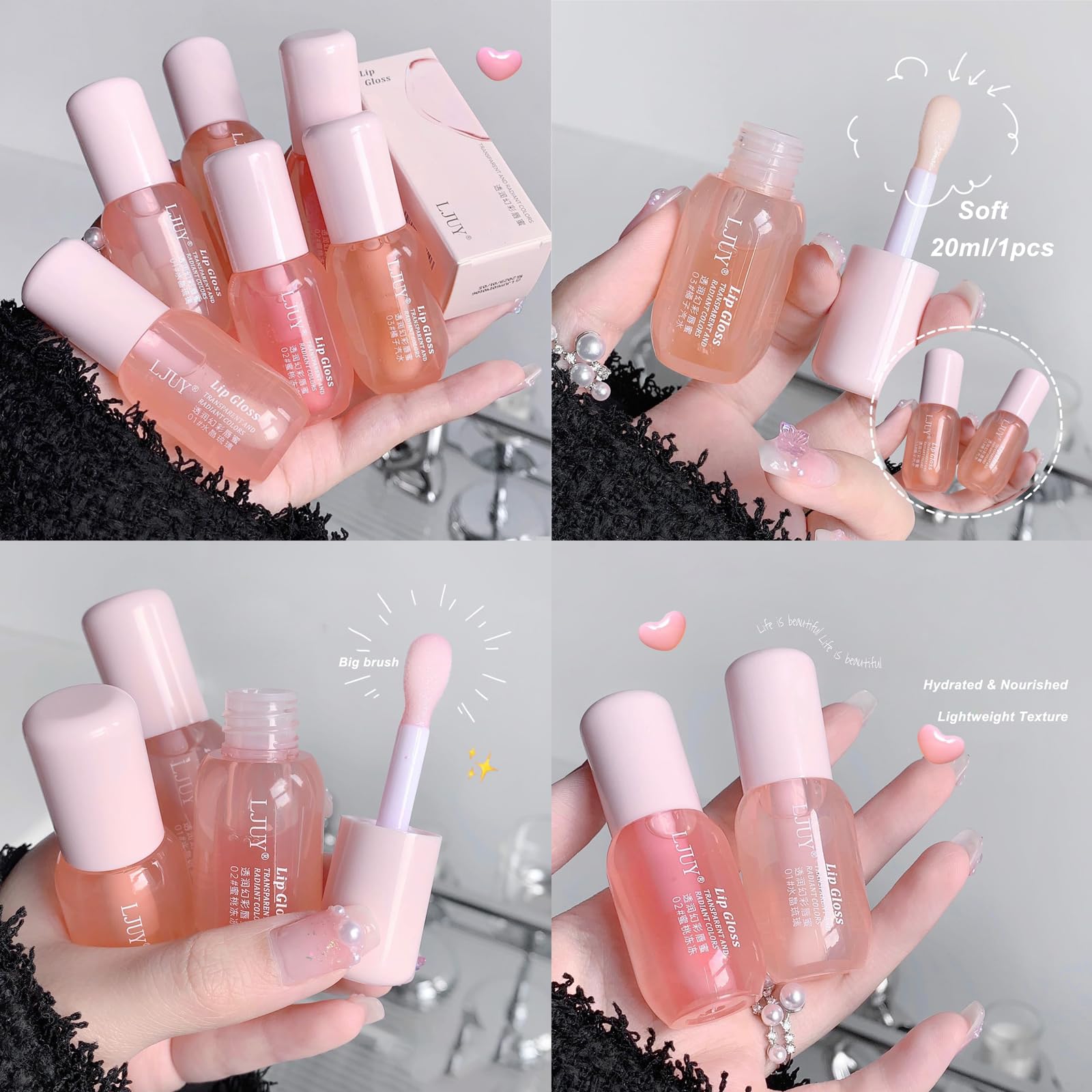 DENESTUP 3 Pcs Lip Gloss Oil Set, Mint Flavor Hydrating Lip Oil Glossy and Shiny Lip Primer Moisturizer Transparent Lipgloss for Women Girls (clear)