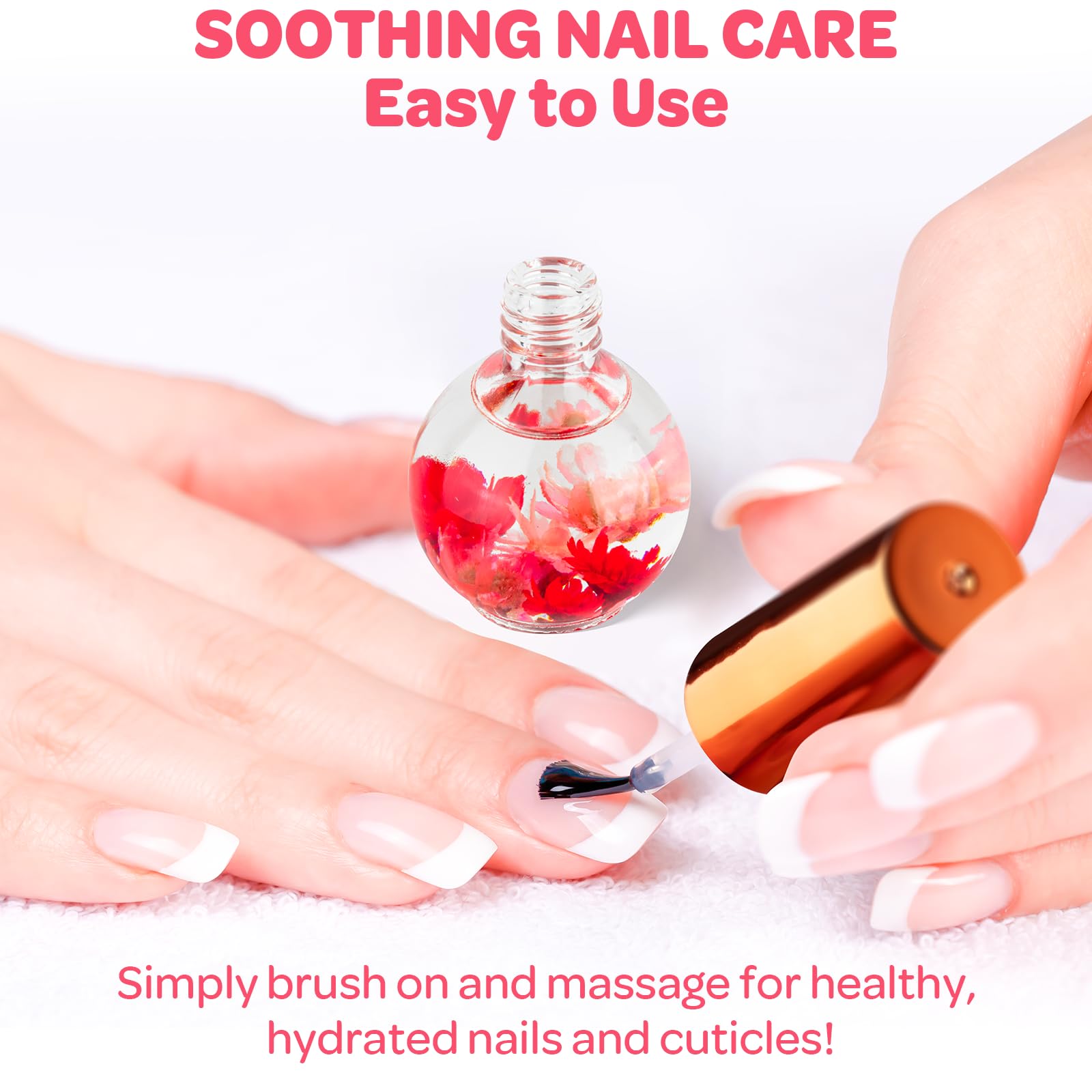 JIASHENG Cuticle Oil, Strawberry Scented Cuticle Nail Oil Infused with Real Flowers, Hydrates, Moisturizes, Strengthens, Repairs, Revitalizing Cuticle Oils for Nails Damage Dry Cuticle, 15ml