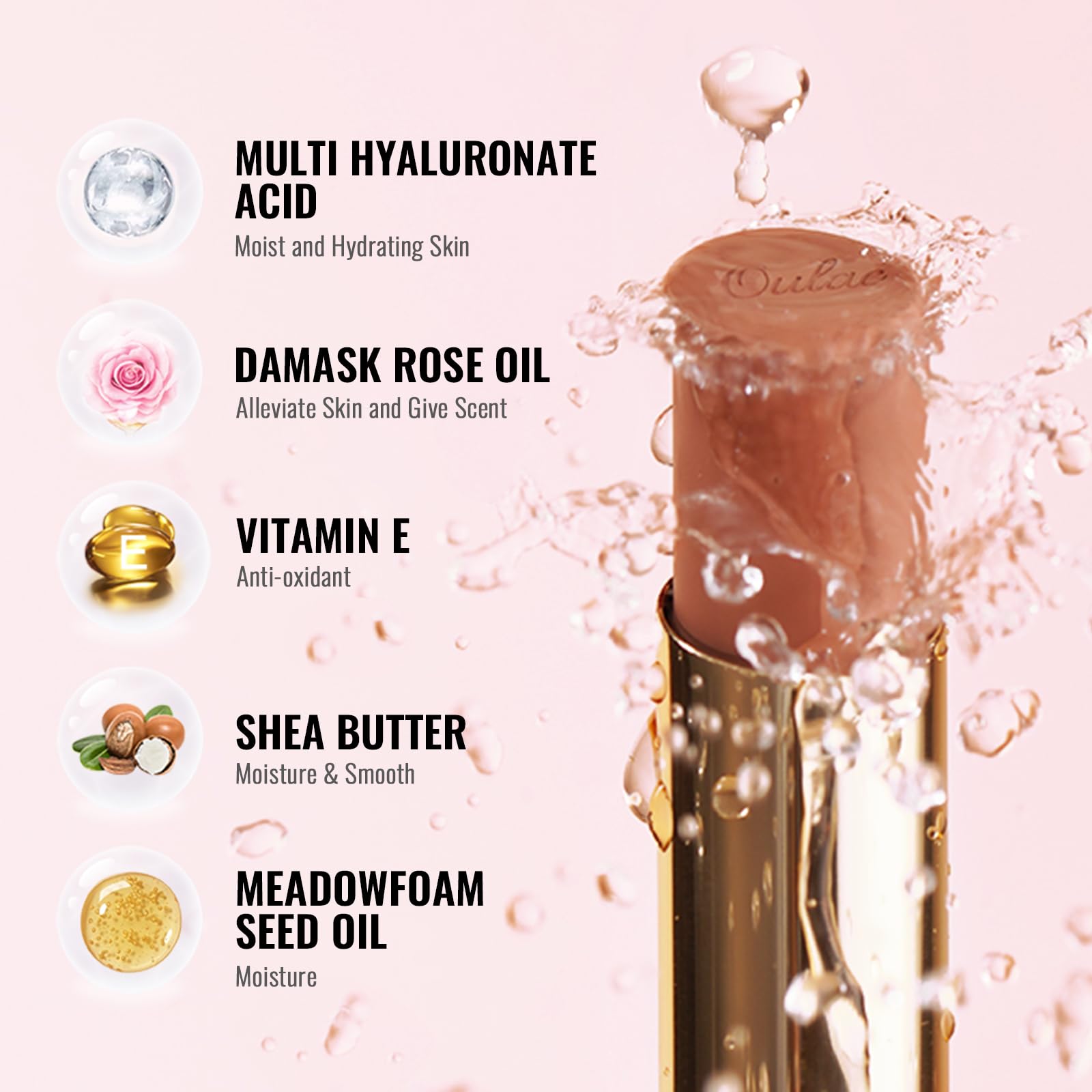 Oulac Beige Lipstick for Women, Pale Nude Matte Lip Base, Full Coverage Lip Color, Satin Matte Finish, Cream Texture, Hydrating, Infused with Hyaluronic Acid, Vegan & Clean Beauty 4g SG01 Bare