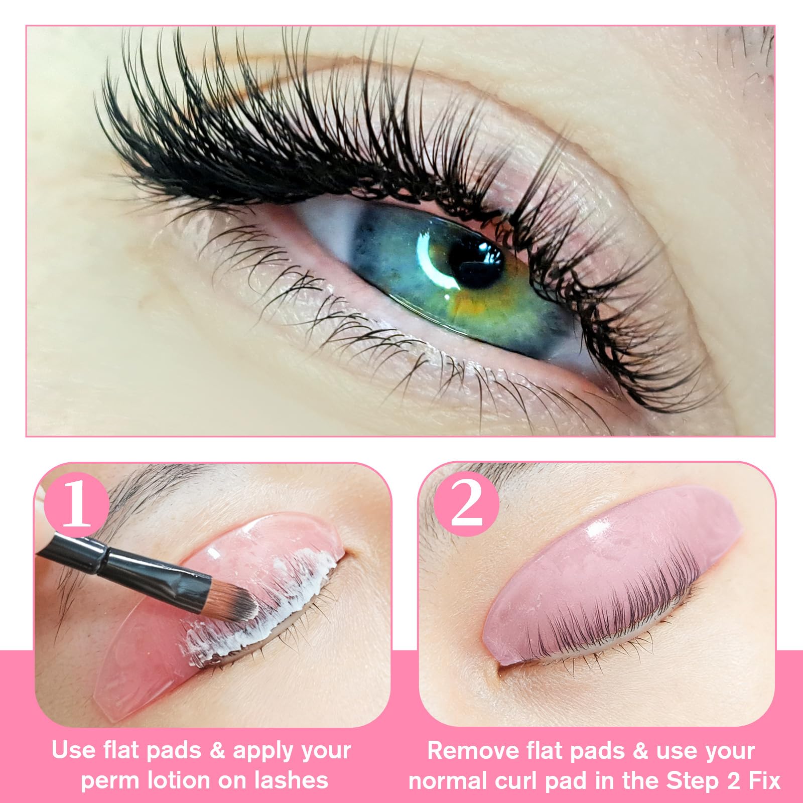 12Pcs Lash Lift Shields Flat, 1mm Thin Korean Lash Lift Pads for Eyelash Straightening and Lifting Super Sticky Glueless Reusable Silicone Lashes Rods for Eyelash Perm Lamination Salon Use(Rose)