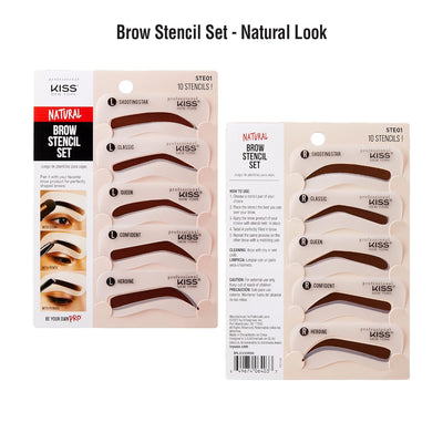 Professional Instant Brow Stamp and Stencil Kit Powder Stamp Eyebrow Shaping Kit (Stencil-Natural)