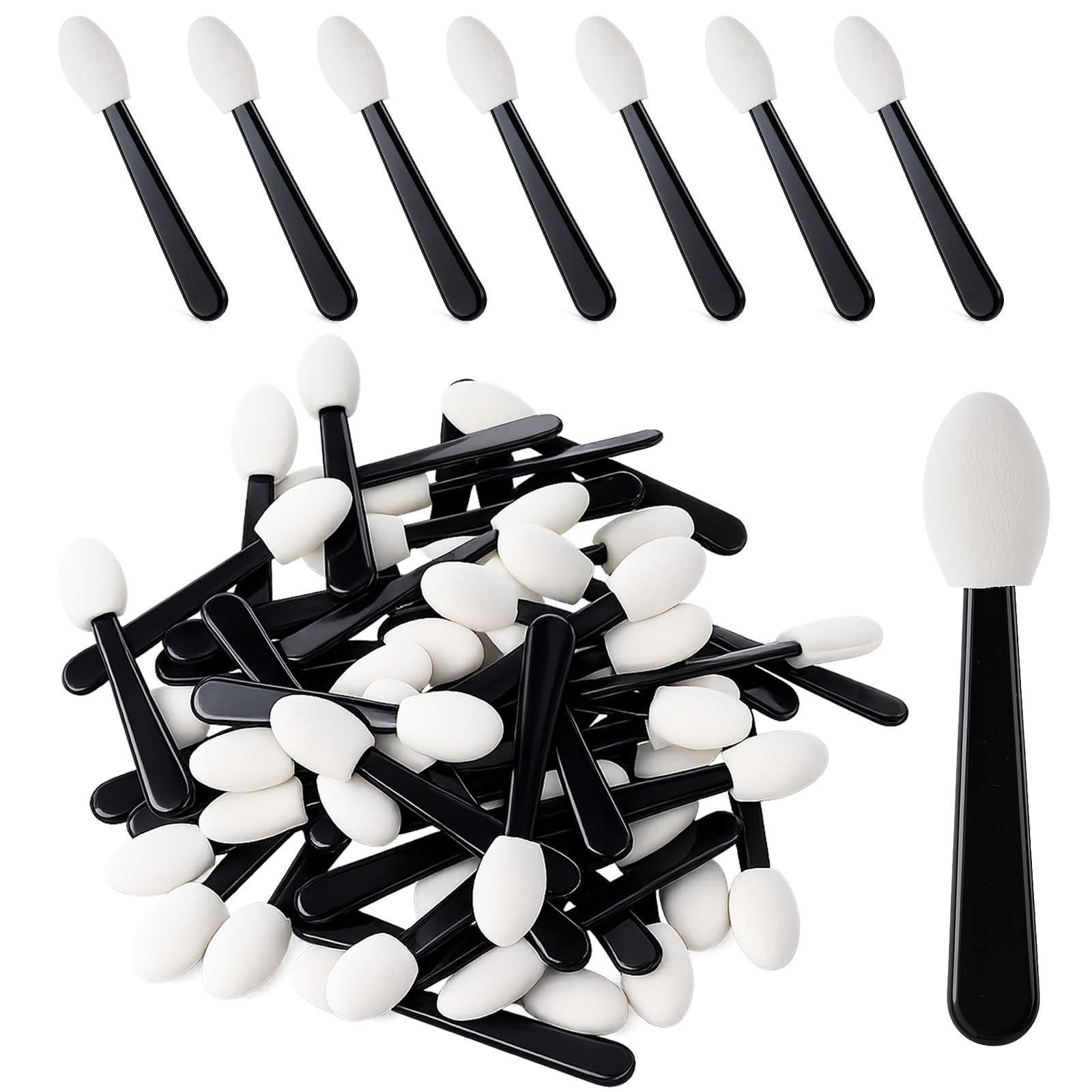 Eyeshadow Applicators Sponge Tip, 50 PCS Disposable Mini Sponge Eye Shadow Applicator Sticks, Disposable Makeup Eyeshadow Sponges Small Portable Travel Eye Makeup Brushes for Women Lips Eyes, Nail Art