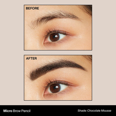 Morphe Micro Dual Eyebrow Pencil - Dual-Ended Brow Pencil Featuring a Retractable, Ultra-Precise, Pointed Tip - Richly Pigmented, Smooth-Gliding, Long-Lasting Wax Formula - Chocolate Mousse (0.003 oz)