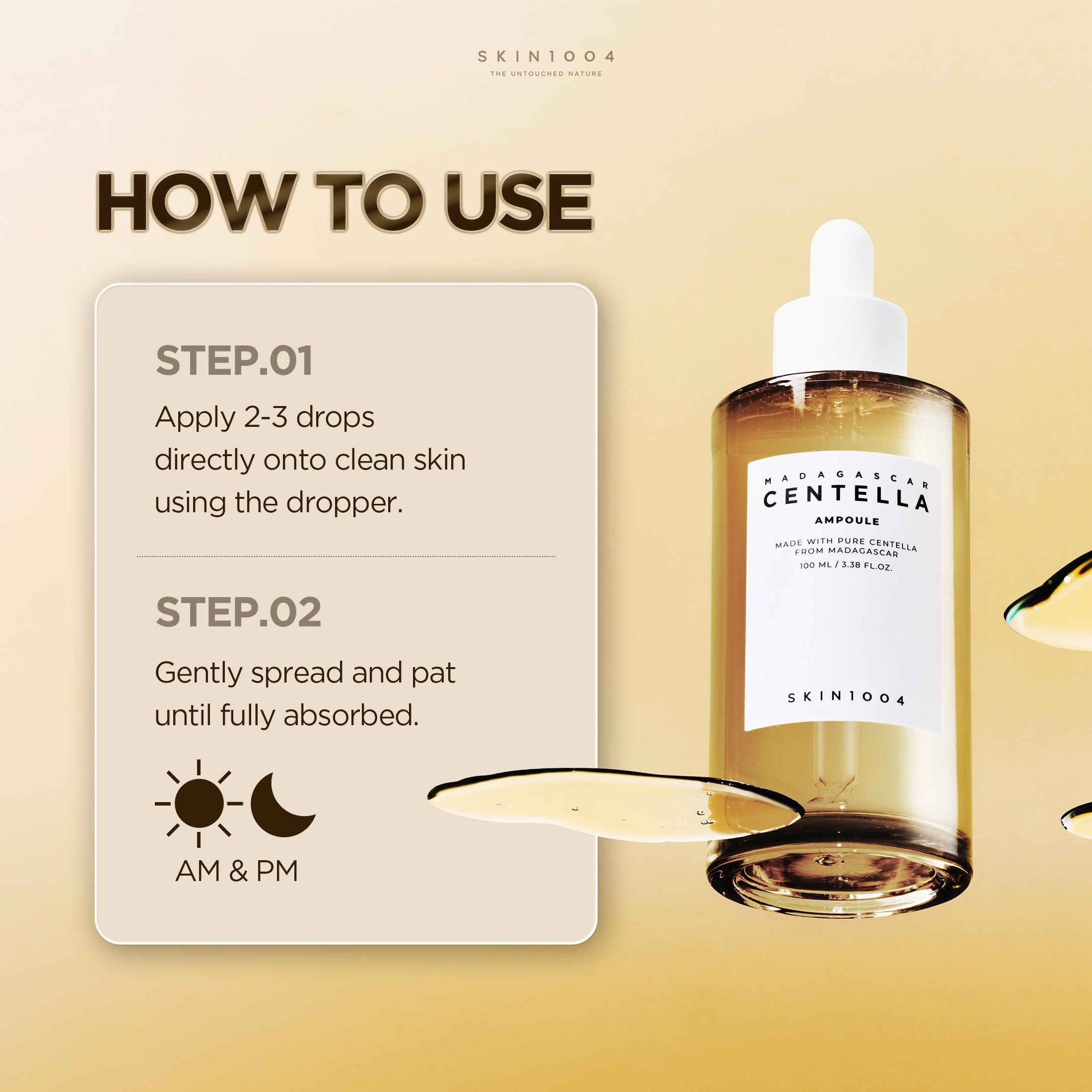 SKIN1004 Madagascar Centella Ampoule, Korean Face Serum with Centella Asiatica for Hydrating & Moisturizing Care, Soothing Facial Serum for Skin Balance and Glow, Korean Skin Care, 3.38 fl.oz / 100 ml