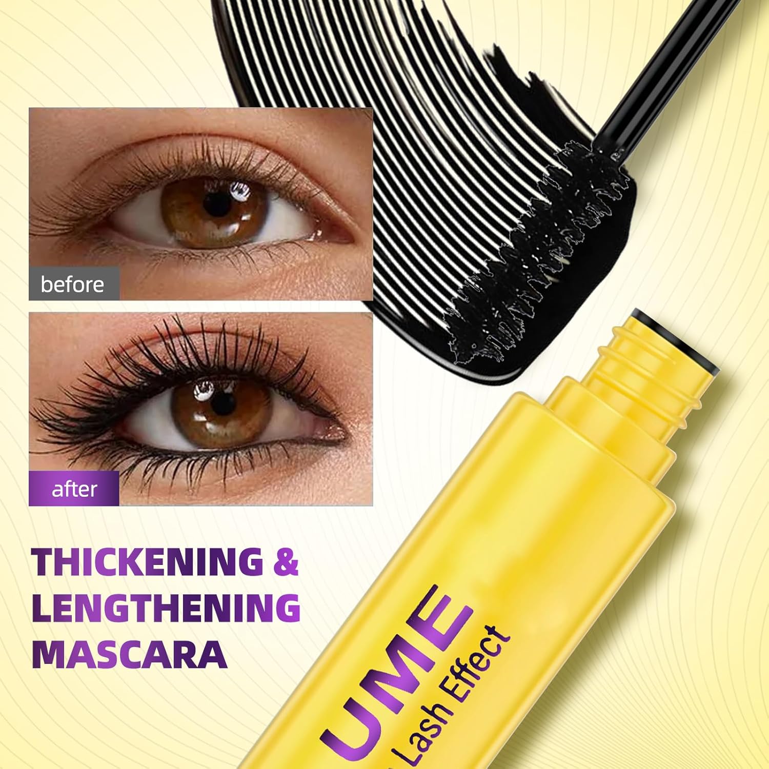 2pcs Bubble Mascara,Volume and Length,Washable Mascara Waterproof,Smudge-Proof & Clump-Proof Formula for Volumizing and Lengthening Natural Lashes, All-Day Wear