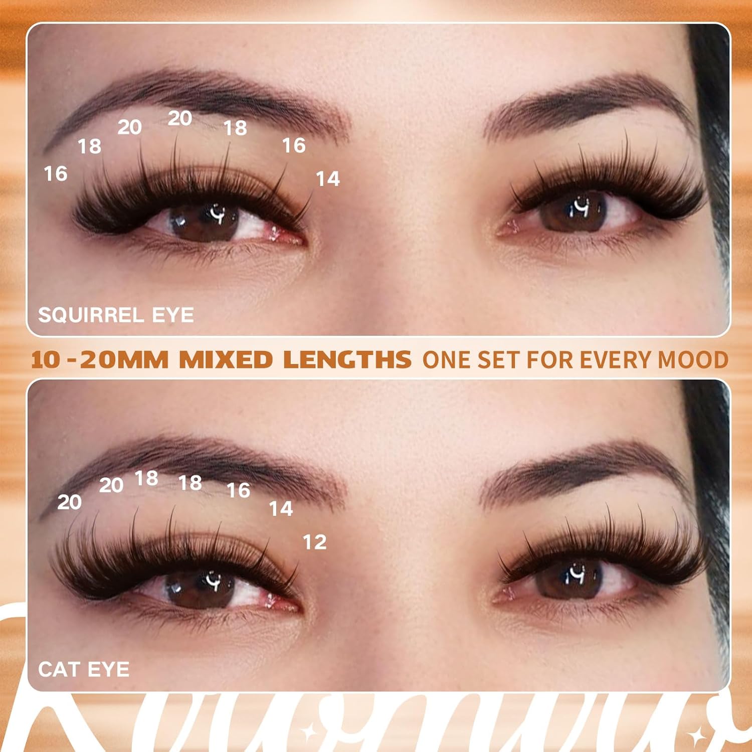 Kiromiro Brown Lash Clusters with Spikes Cluster Eyelash Extensions 10-20mm DIY Eyelash Clusters Wispy 204pcs Individual Lash Extensions Fluffy Cluster Lashes