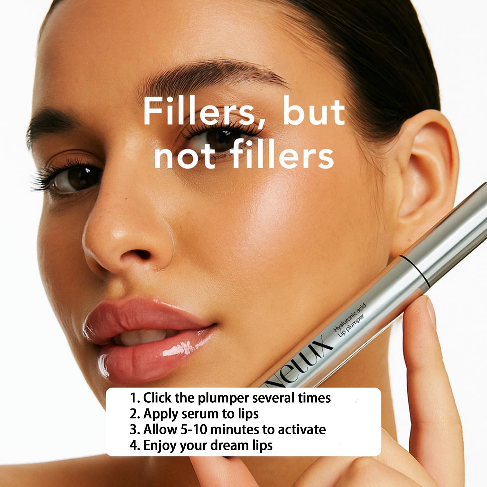 Nelux Lip Plumper, Nelux Hyaluronic Acid Lip Plumper, Instant Hydration While Visibly Cosmetics Boosting Fullness and Smoothness, Natural Lip Plumpers Without Sticky Glosses and Painful Tingles