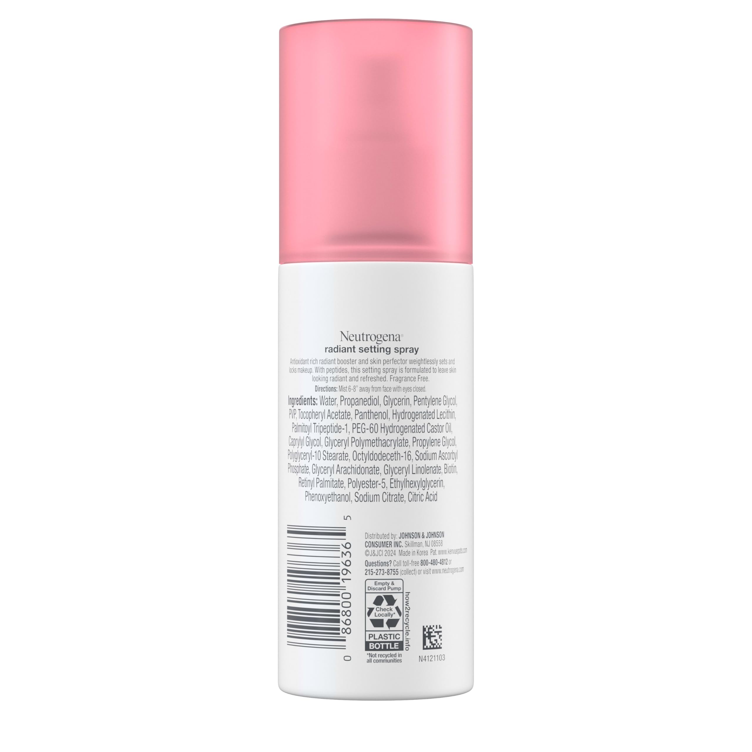 Neutrogena Healthy Skin Radiant Setting Spray, Long-Lasting Face Mist with Antioxidants & Pep-tides, Lightweight Hydrating Formula Locks Makeup for Glowing, Refreshed Skin, 3.4 fl. Oz