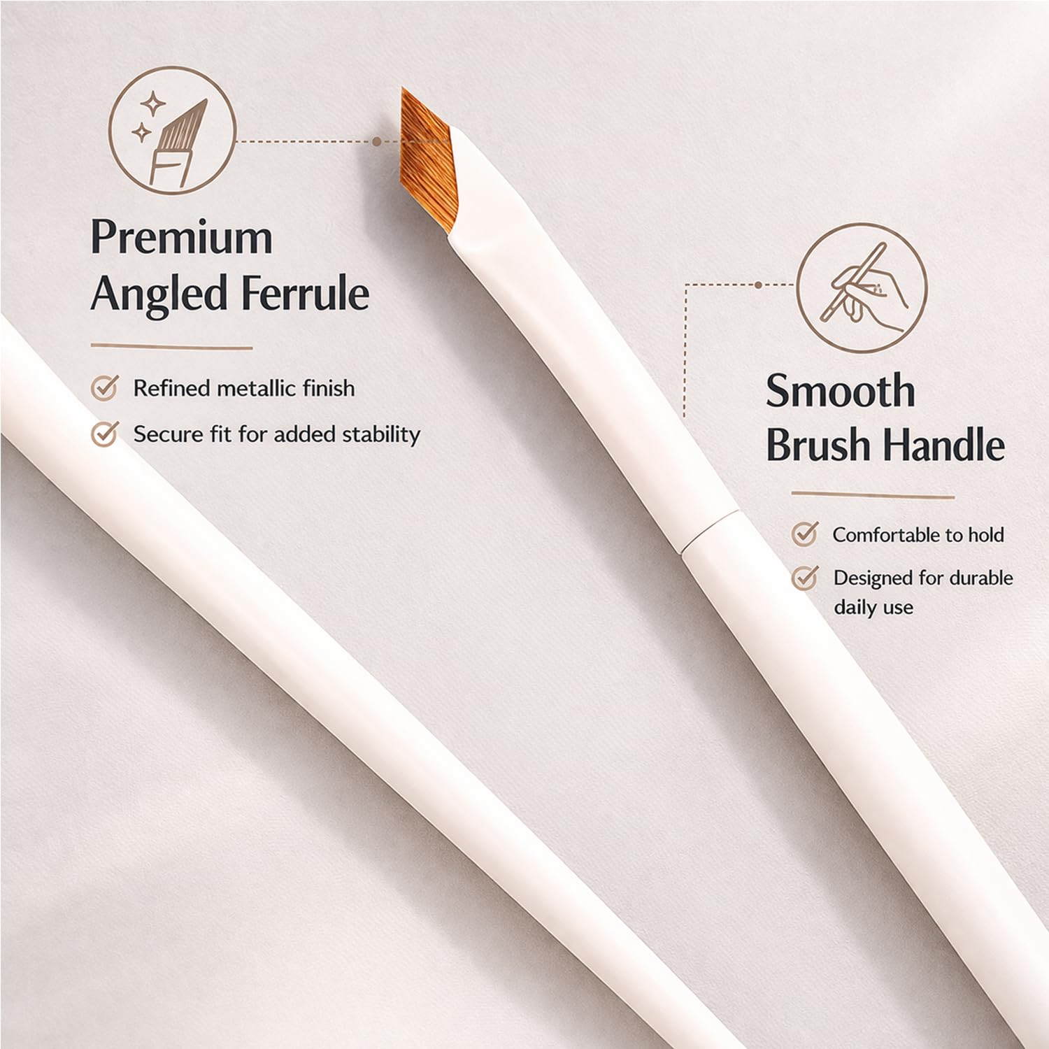 2 Pack Blade Eyeliner Brush Set, Ultra Thin Precision Angled Eyebrow Brushes with Synthetic Nylon Bristles,White