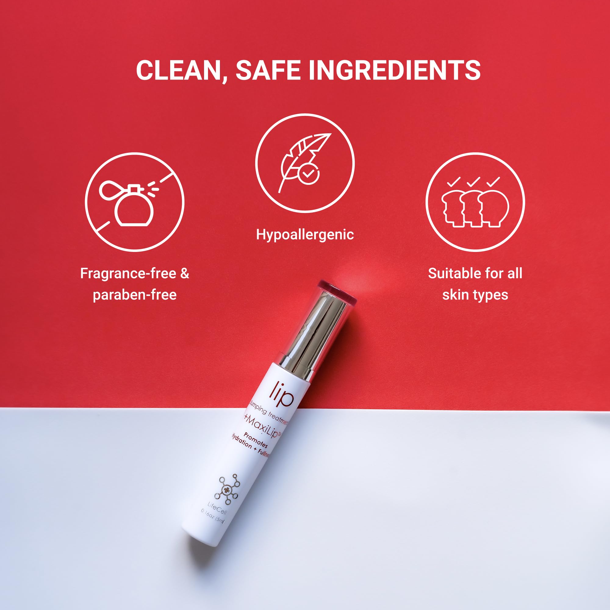 LifeCell Lip Plumping Treatment – Glossy Balm with MaxiLip Peptides for Fuller, Smoother Lips – Hydrating, Non-Irritating, Fragrance-Free Lip Care for All Skin Types