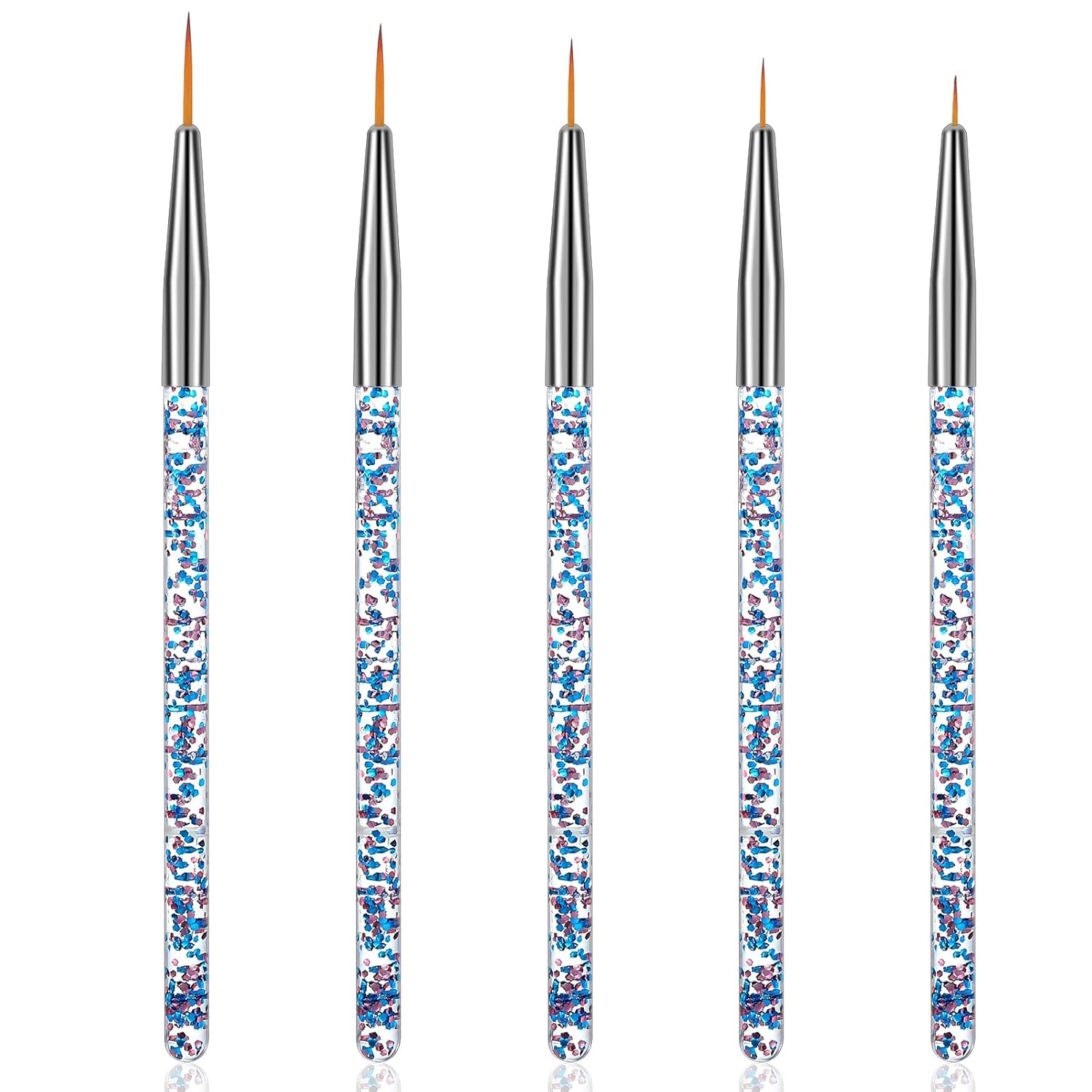 5 Pcs Eyeliner Brush, Nail Art Brushes Fine Point Nail Art Liner Brushes Set, Thin Eye Makeup Gel Eyeliner Brush for Graphic Cosmetic, Nails Tools