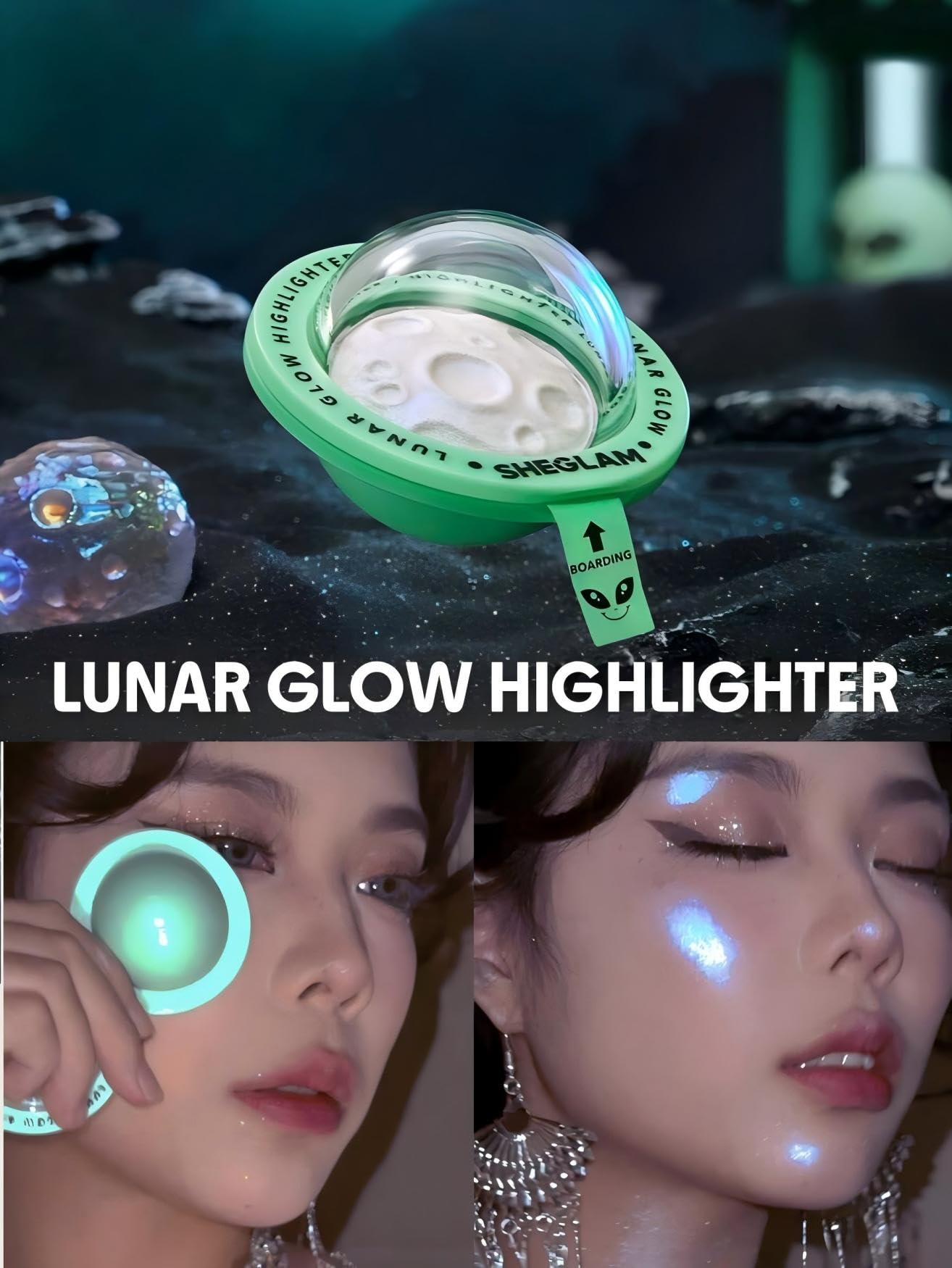 SHEGLAM Lunar Glow Highlighter - Neutron Star - Silky Creamy - Shimmery - Medium Coverage - Radiant Glow - Unisex - 0.17 Ounce (Pack of 1)