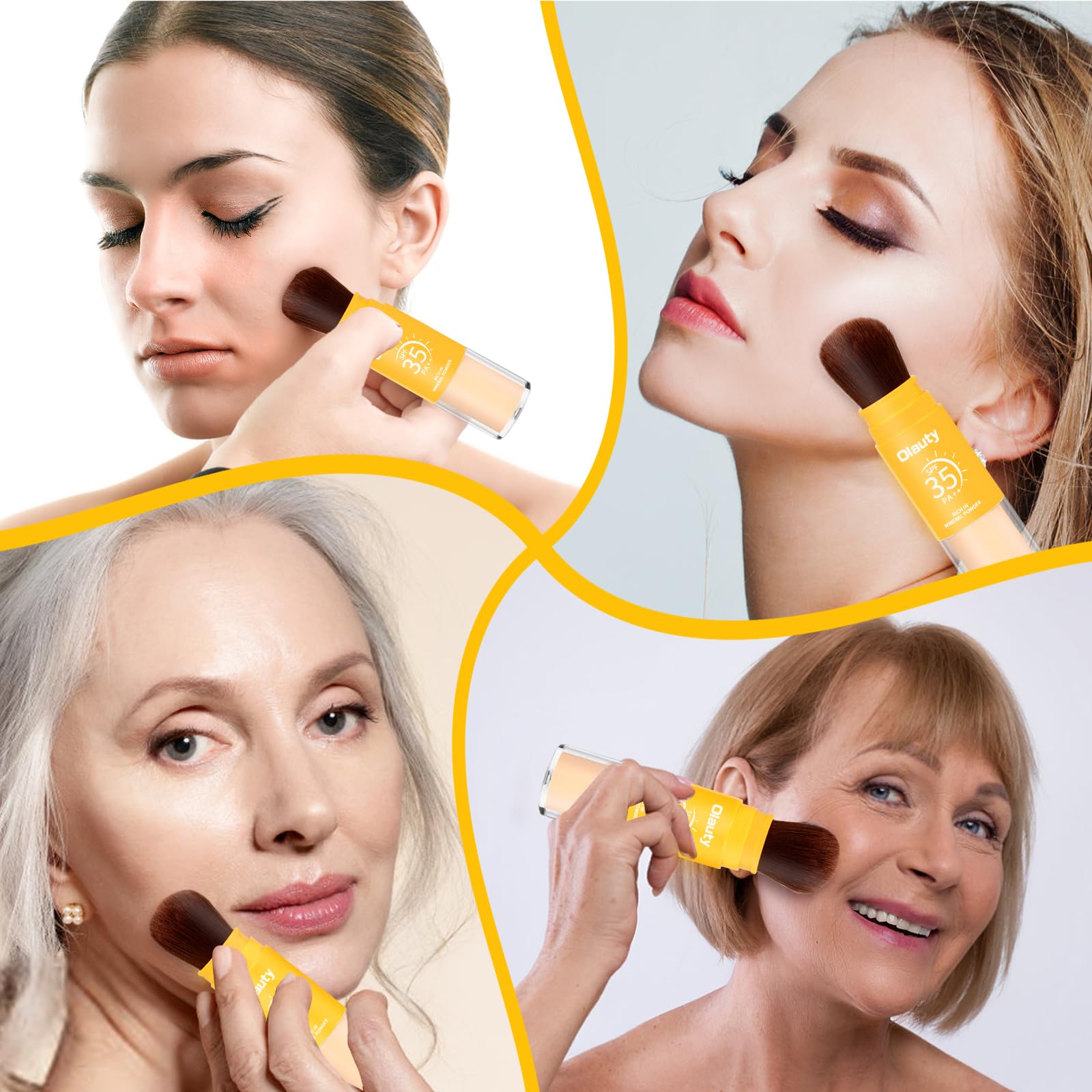 Mineral Sunscreen Setting Powder, SPF 35 Brush Sunscreen Powder for Face & Scalp, Long Lasting Lightweight Breathable, Oil Control Natural Matte Finish (#01 Translucent)