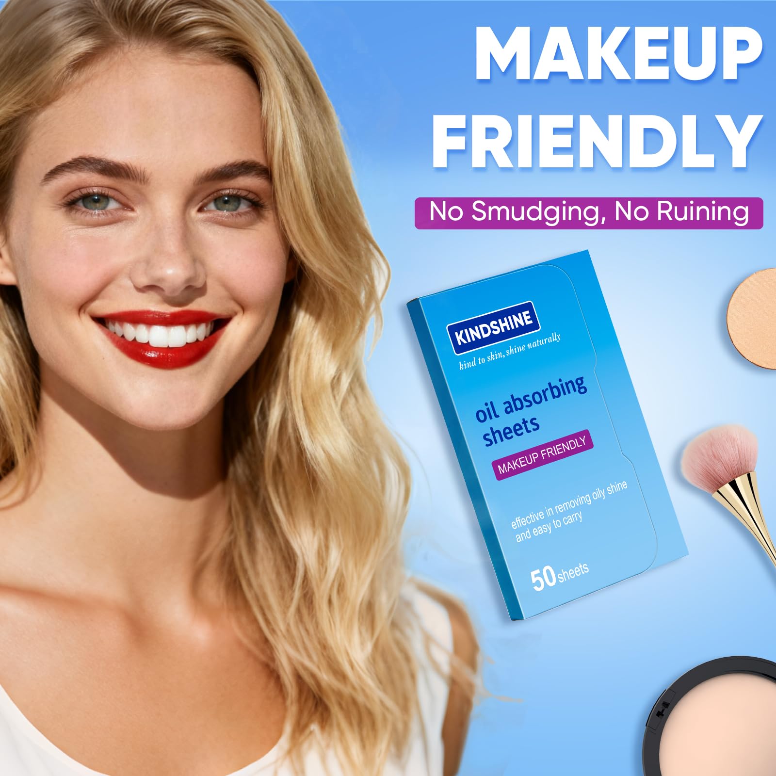 KINESHINE 100P High-Performance Oil Absorbing Sheets for Face - Makeup Friendly Blotting Papers for Oily Skin - Oil Blotting Sheets for Face, Portable Oil Wipes