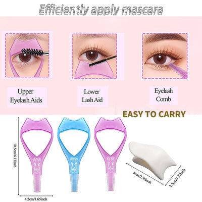 4Pcs Lashes Buddy False Eyelashes Applicator Tool for Wear Eyelashes, Eyelash Brush Tool 3 in 1 Makeup Beginner Essentials Tool Upper Lower Eye Lash Mascara Guard Applicator