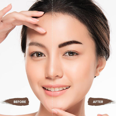 Eyebrow Stamp Stencil Kit, Eyebrow Stamp Pomade with 24 Reusable Thin & Thick Brow Stencils, Eyebrow Stencils Shaping Kit Definer (Dark Brown)