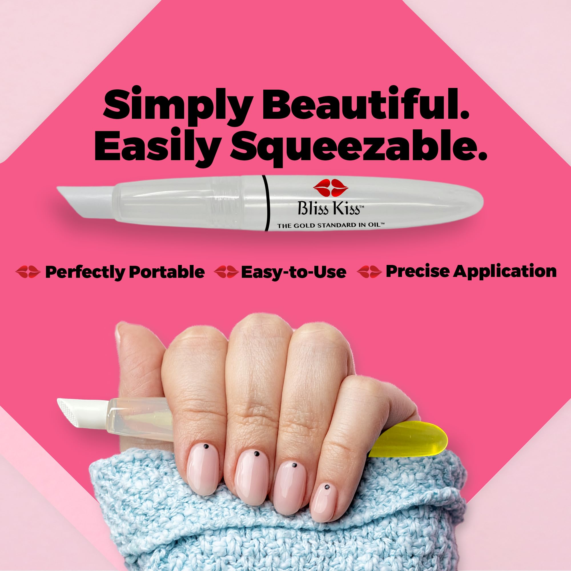 Bliss Kiss Refillable Cuticle Oil Pen with Cuticle Pusher for Nails | Empty 8 ml Nail Oil Pen with soft brush applicator | No Leaks 1-Pack