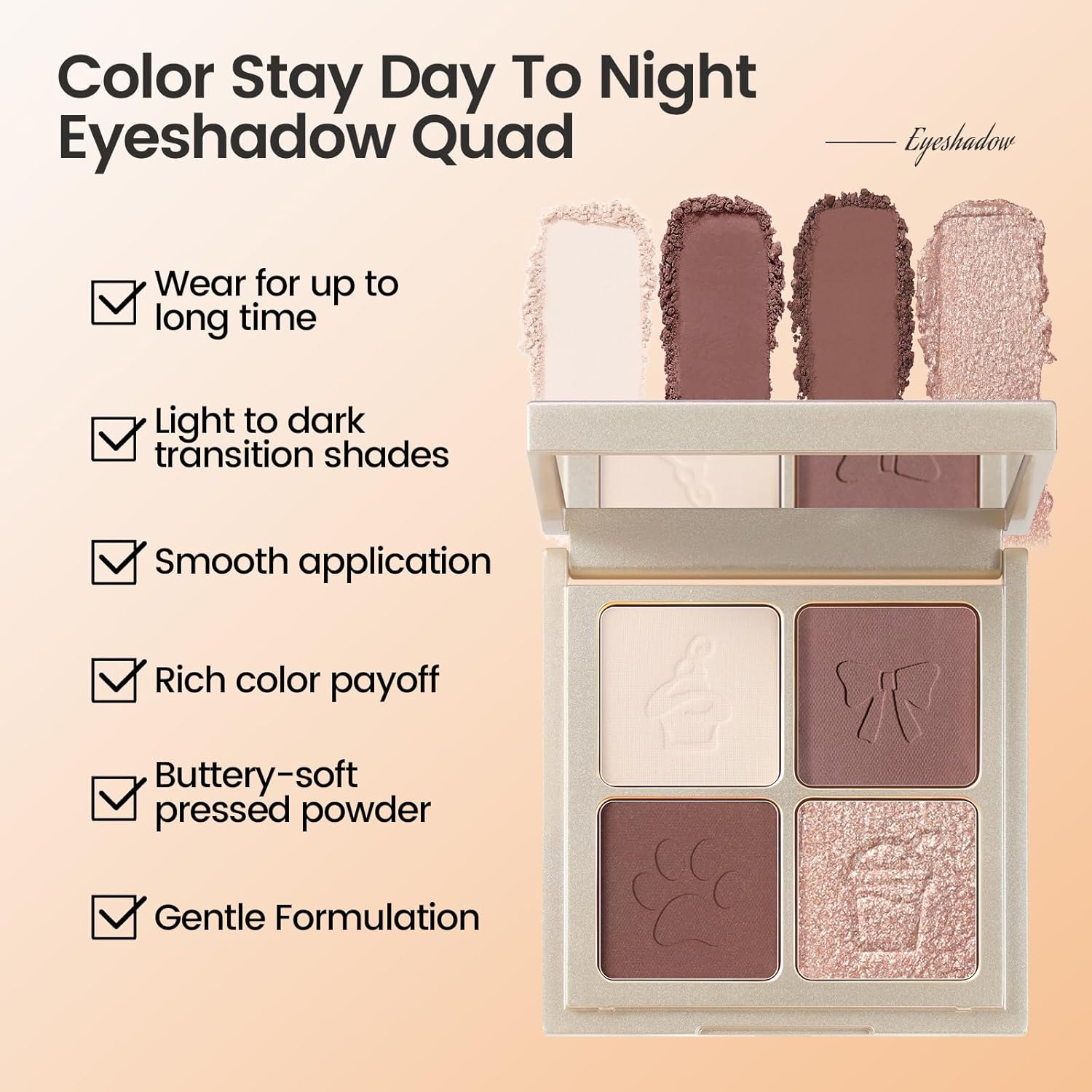 Noerrors Plum Light Burgundy Eyeshadow Quad Palette, Nude Beige Brown Taupe Mauve Natural Matte Eyeshadow for Older Women, Silky Fine Powder Lightweight Blendable Neutral Shimmer Eye Makeup Palette