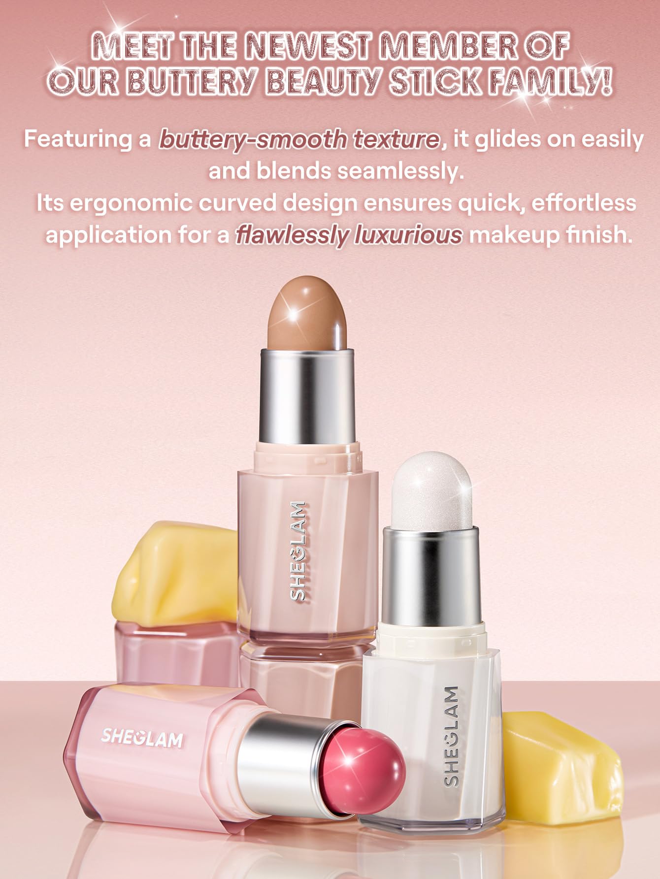 SHEGLAM Buttery Bling Highlighter stick Cream Milk Makeup for Face-Gold Rings