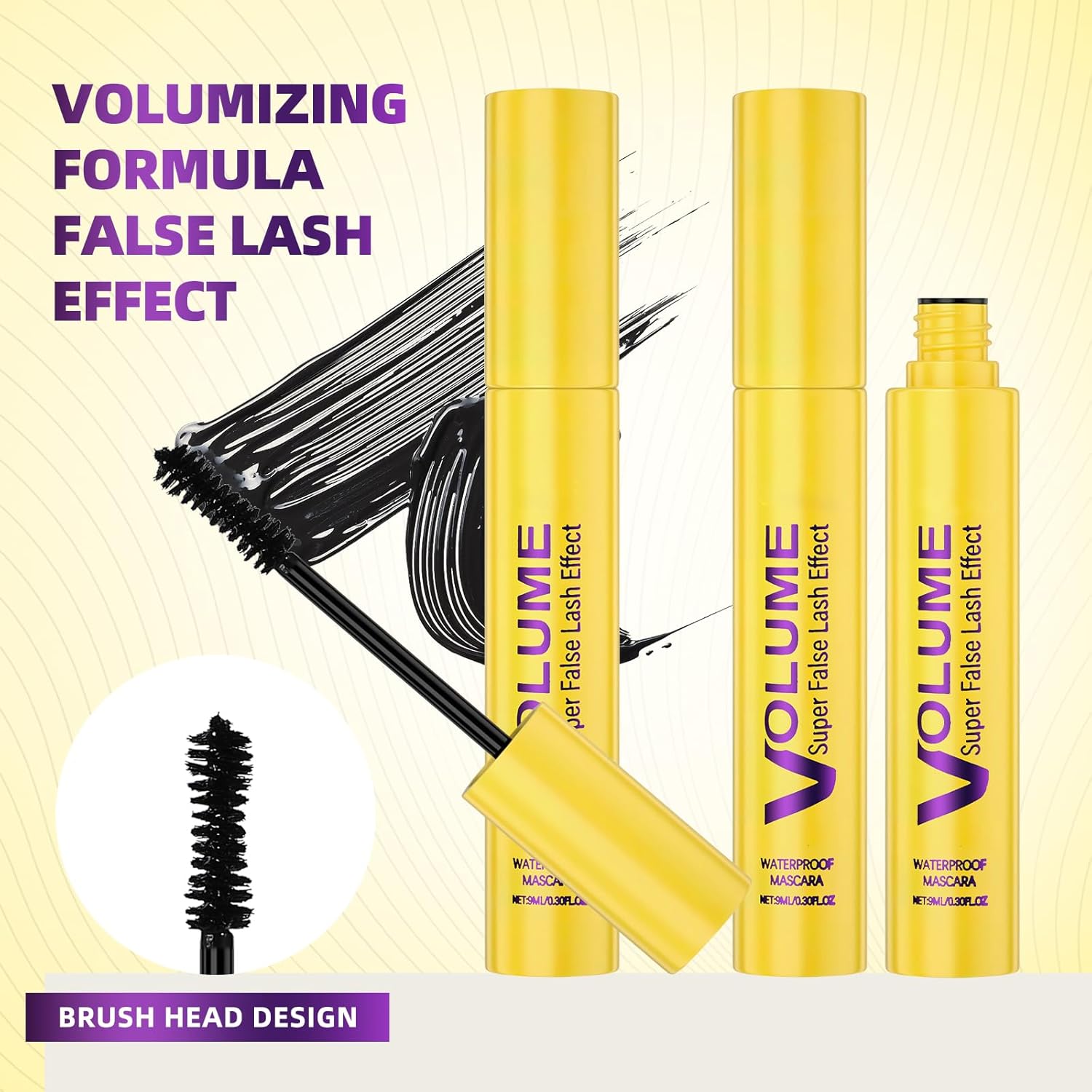 2pcs Bubble Mascara,Volume and Length,Washable Mascara Waterproof,Smudge-Proof & Clump-Proof Formula for Volumizing and Lengthening Natural Lashes, All-Day Wear